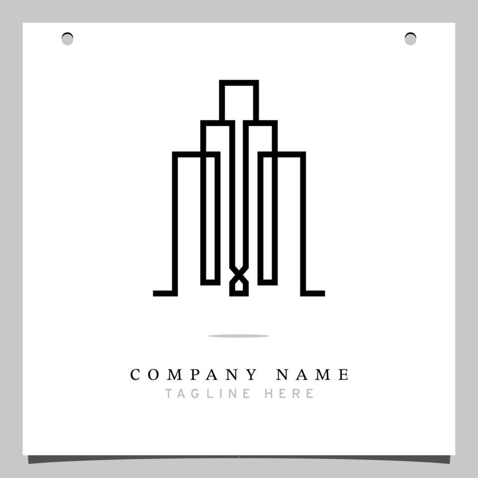 Line Art Logo, Logo icon with illustration of lines forming a building plane. vector