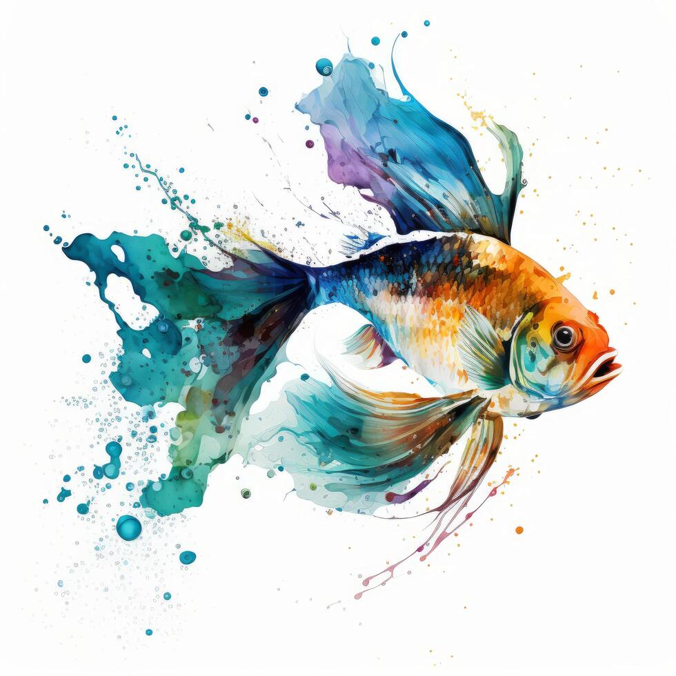 mandarian colorful fish painting on white background photo