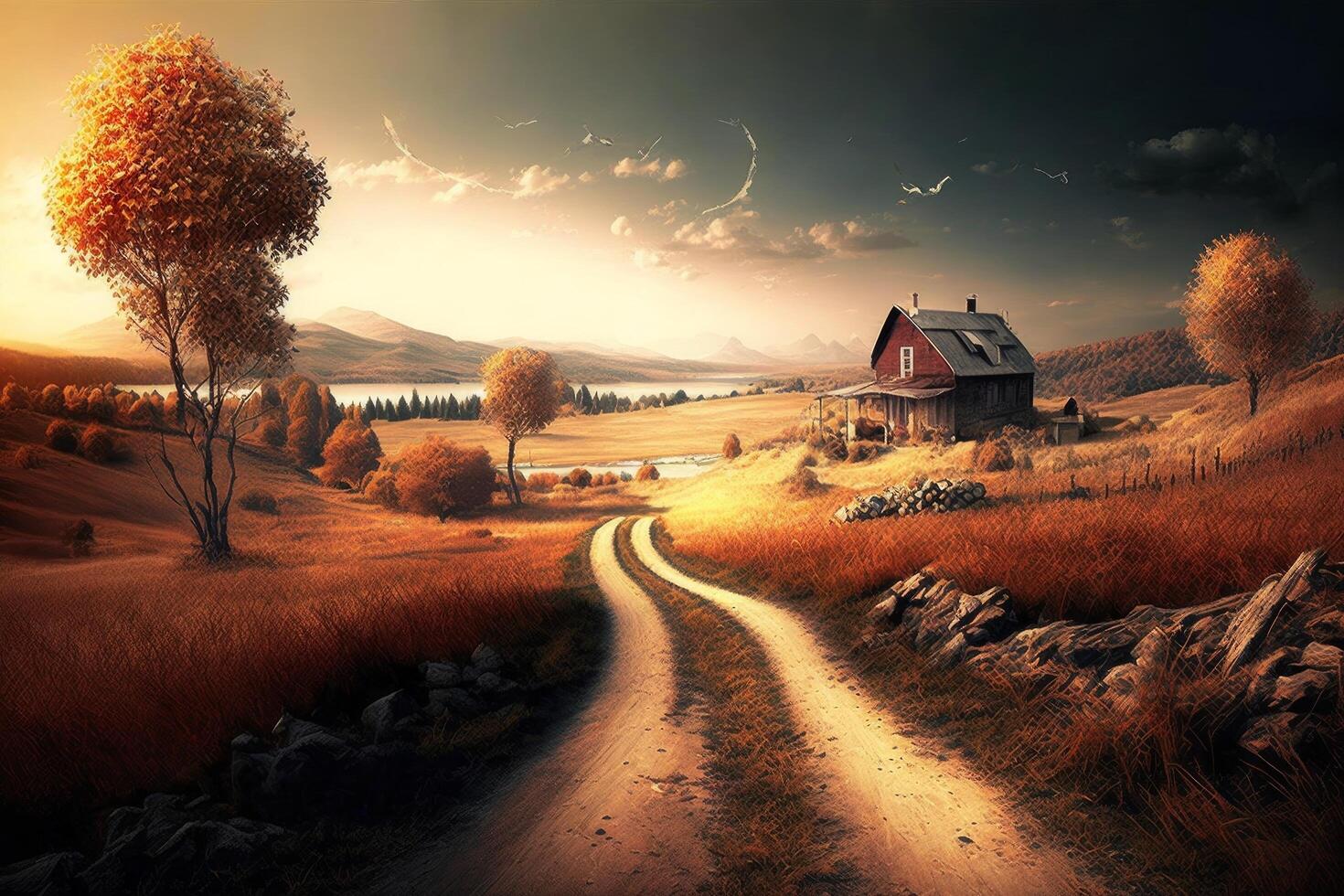 A house and trees view scenery photo