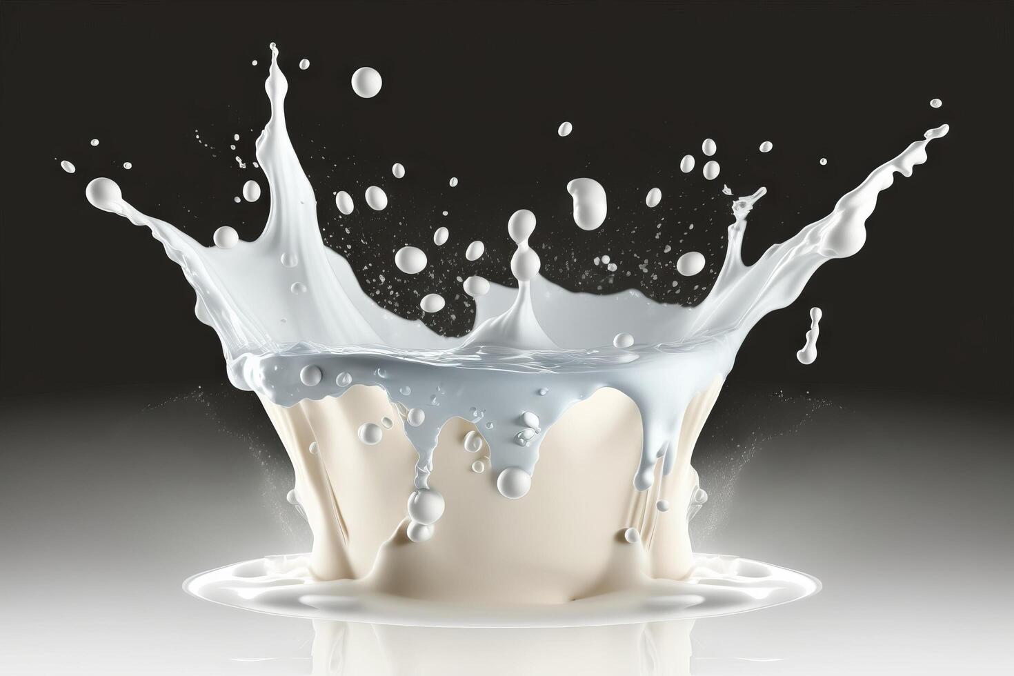 splashing milk professional food photo on black background