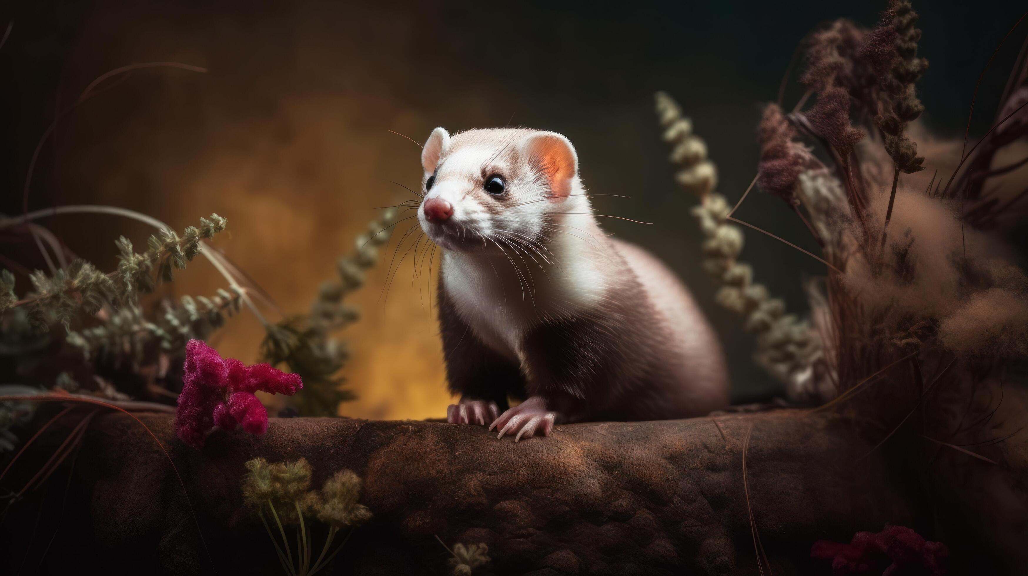 stunning breathtaking vibrant ferret in own habitat generative AI
