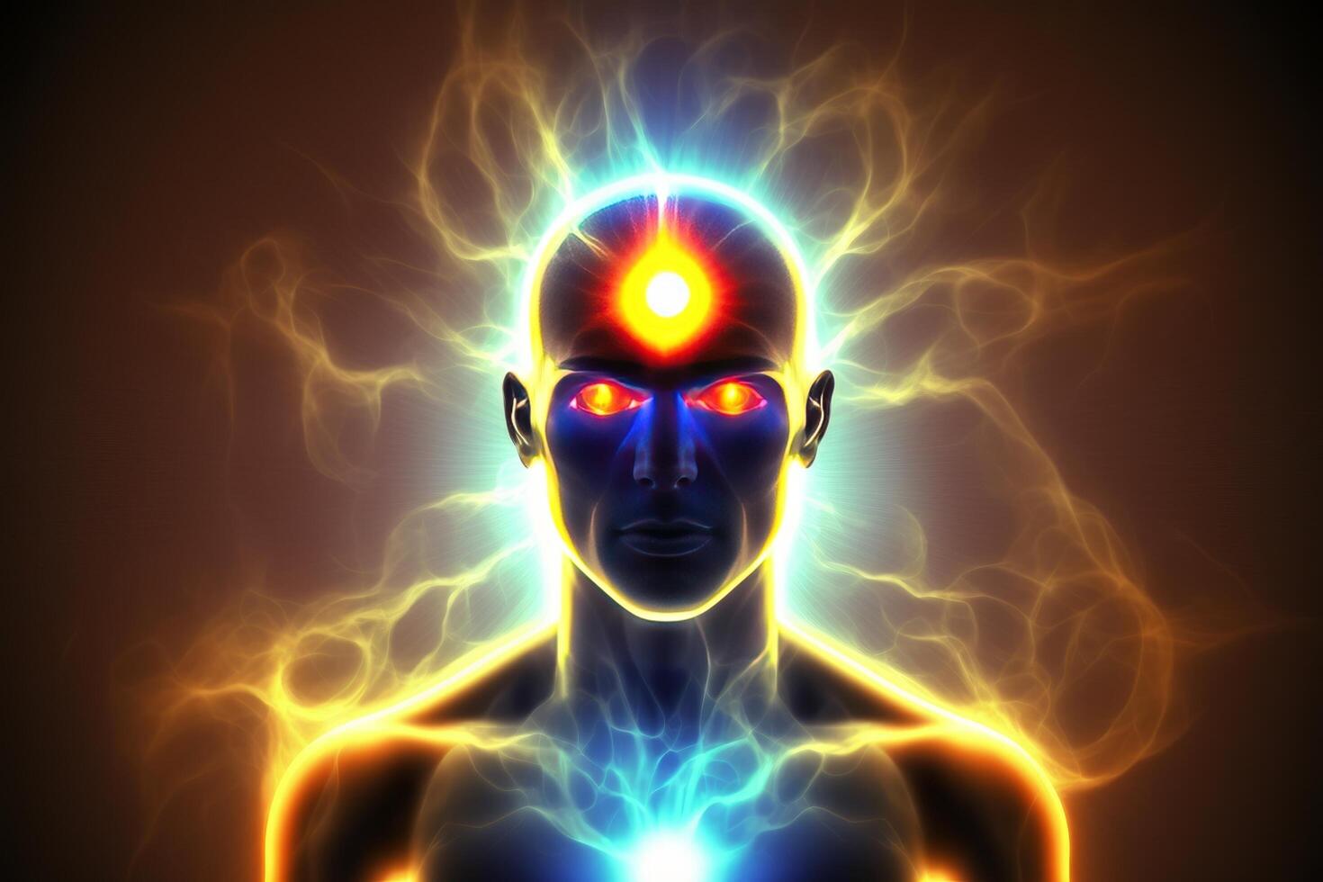 spiritual energies inside man lights Chakra astral creative image photo