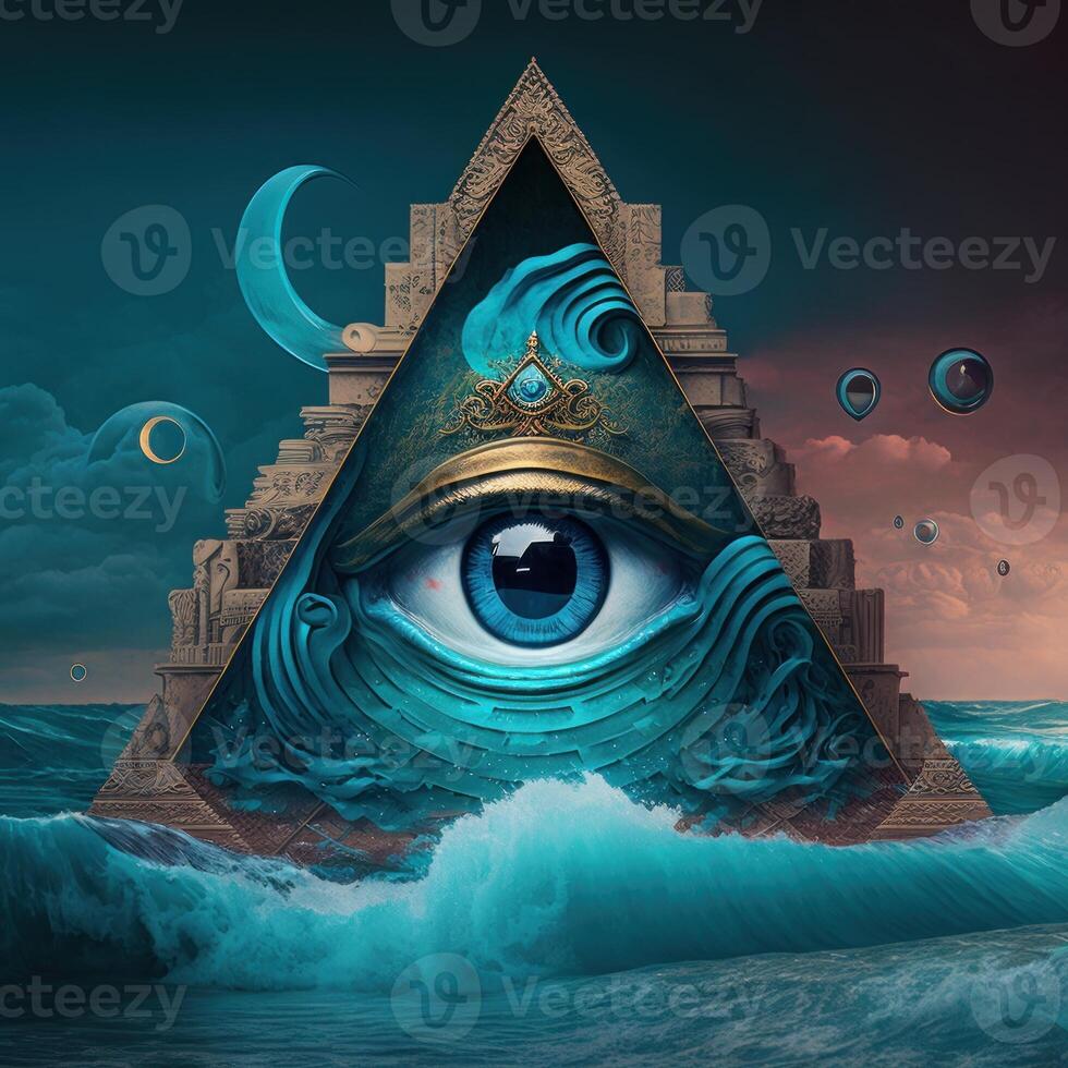 eye into the pyramid design image illustration image photo