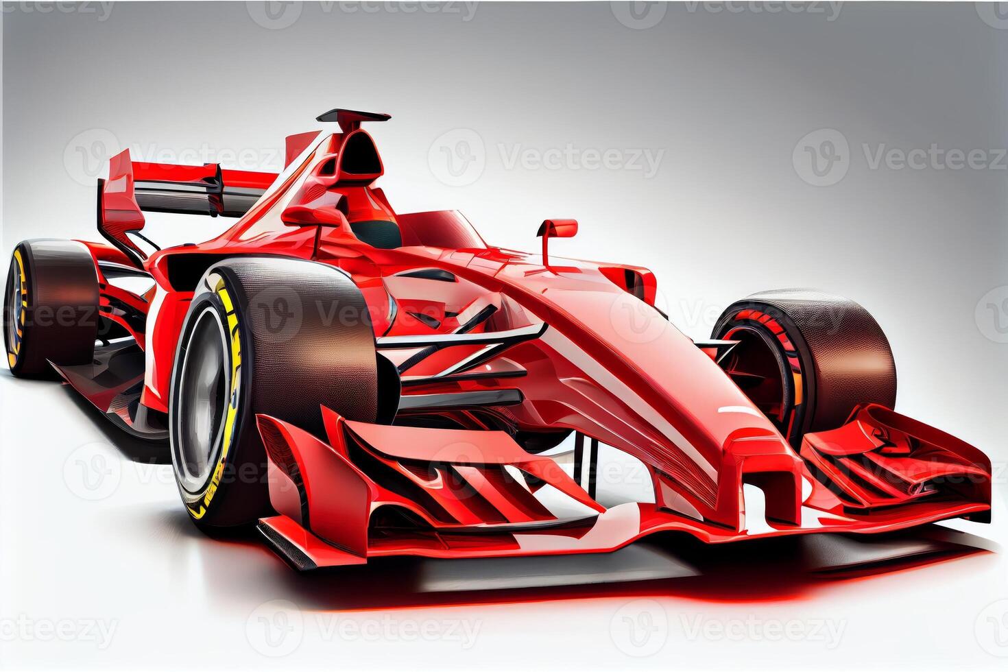 red modern F1 sport car isolated on white background photo