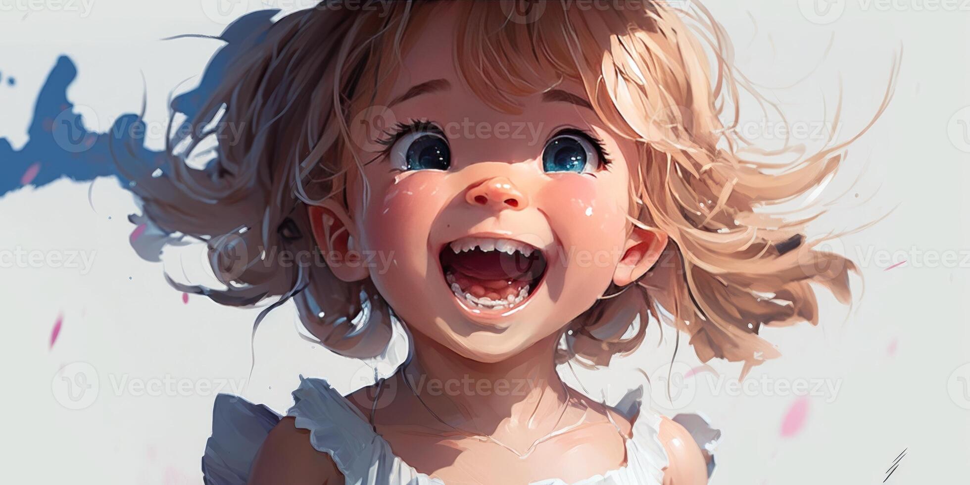 happy emotion of a cute little girl image photo