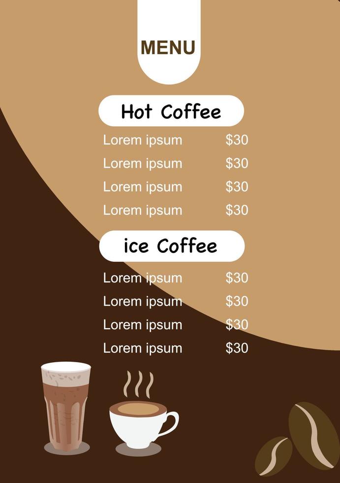 template coffee menu vector