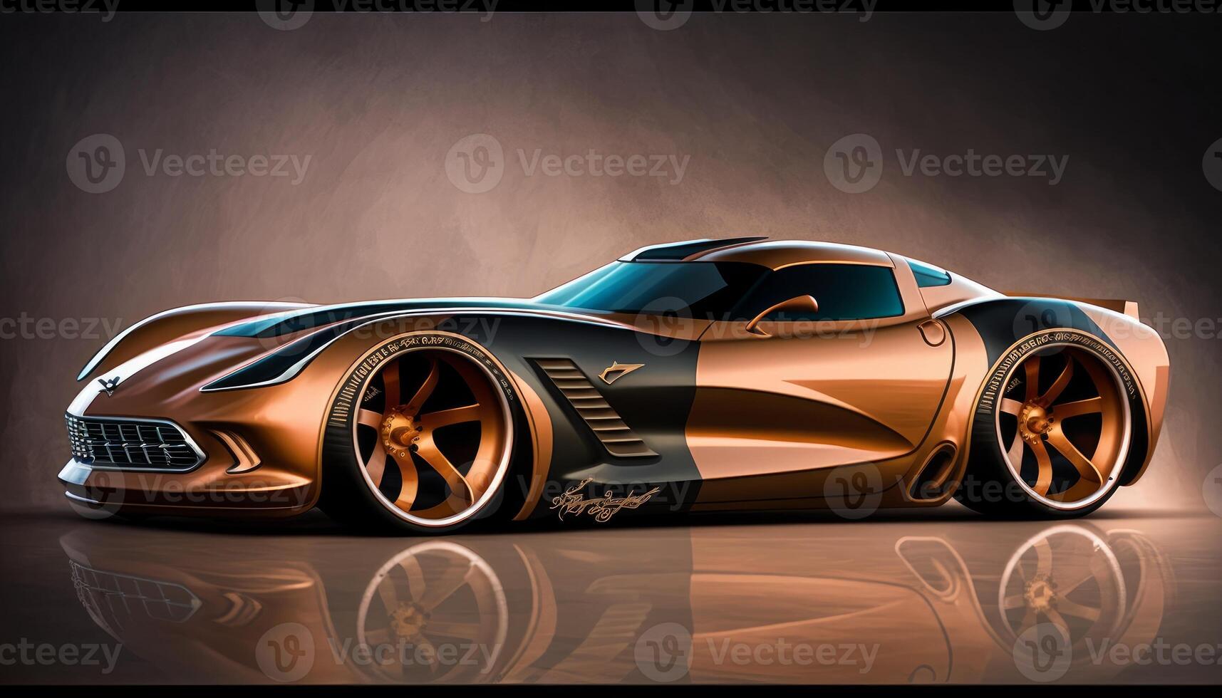 concept golden Car inspired by chevrolet corvette image photo