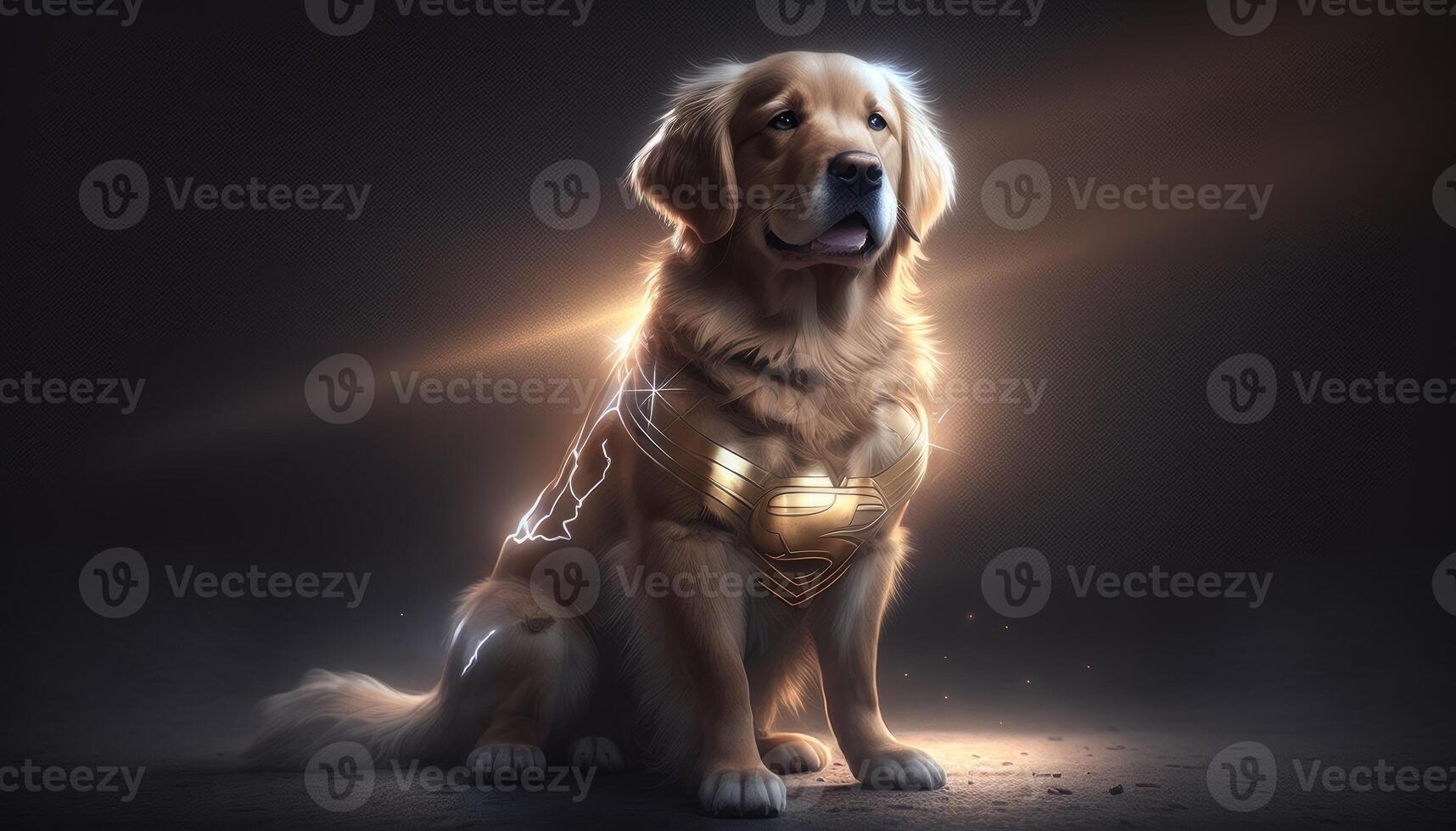 cute golden retriever Super Hero art fantasy image photo