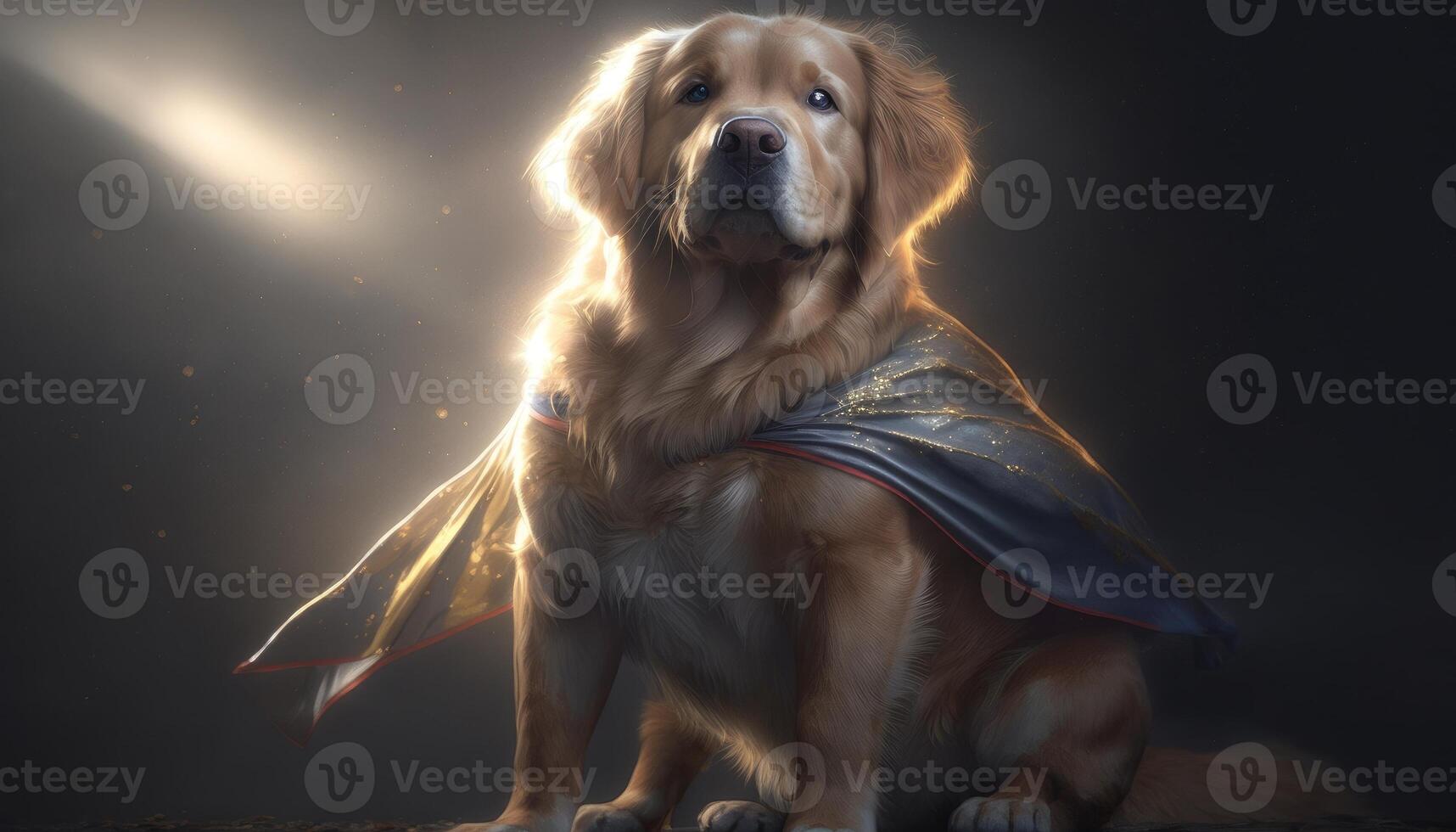 cute golden retriever Super Hero art fantasy cinema photo