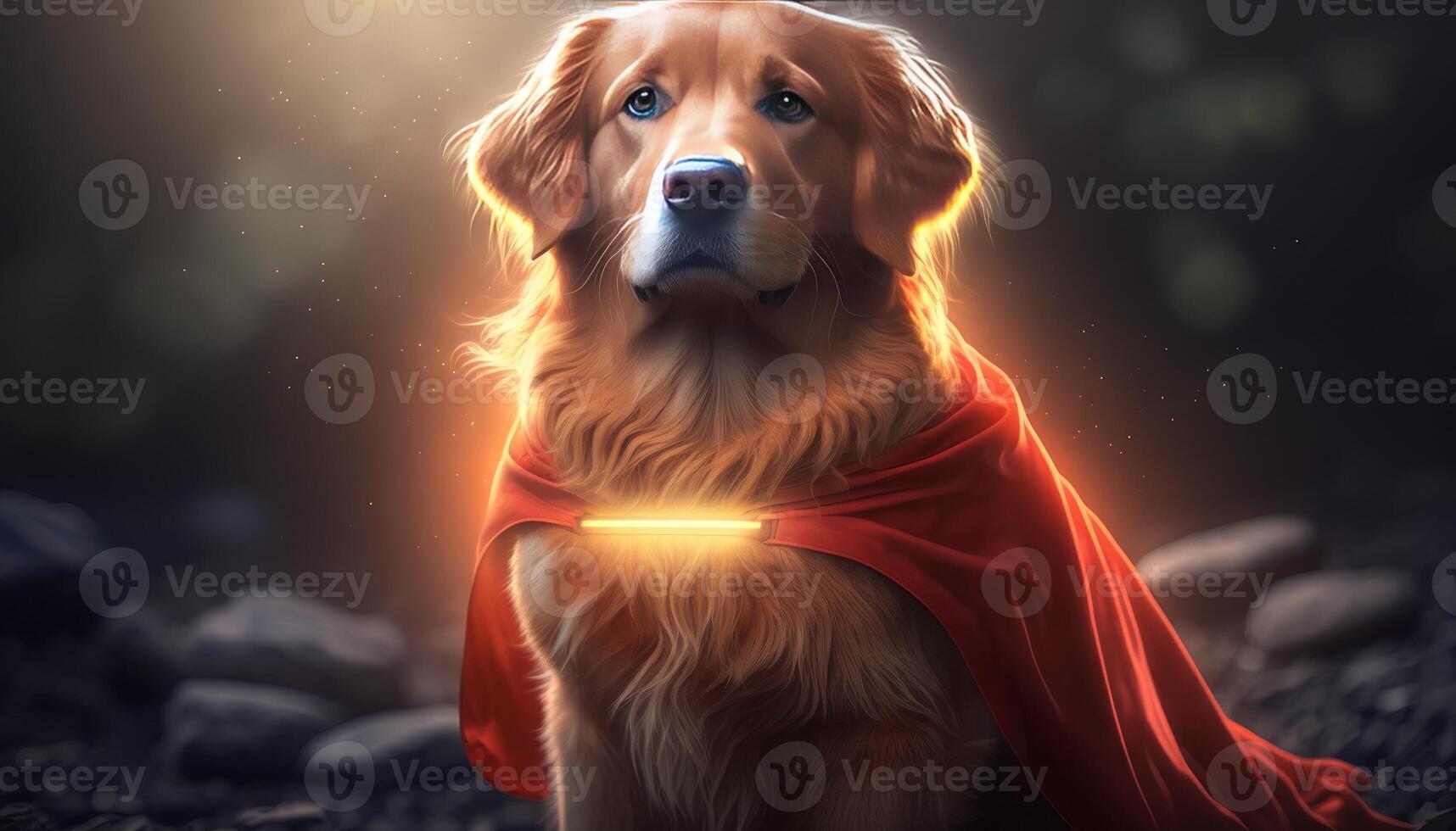 golden retriever dog in a super hero costume photo