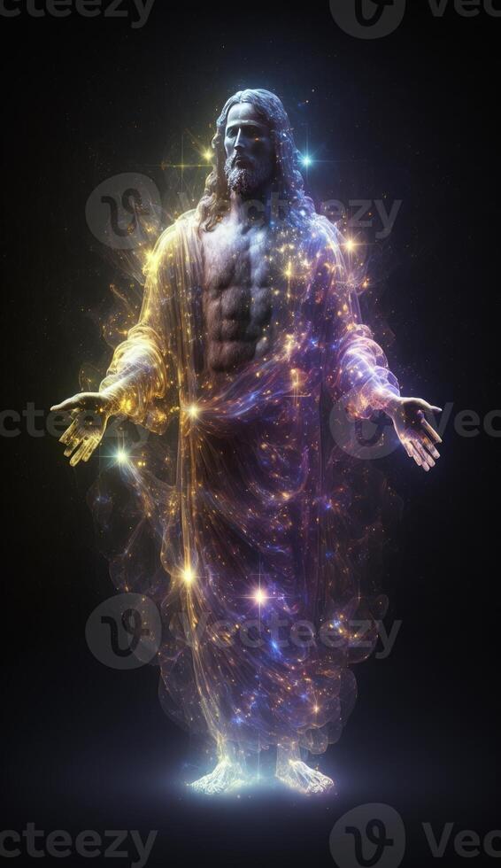 A transparent full image of jesus made of stars clusters NASA photo