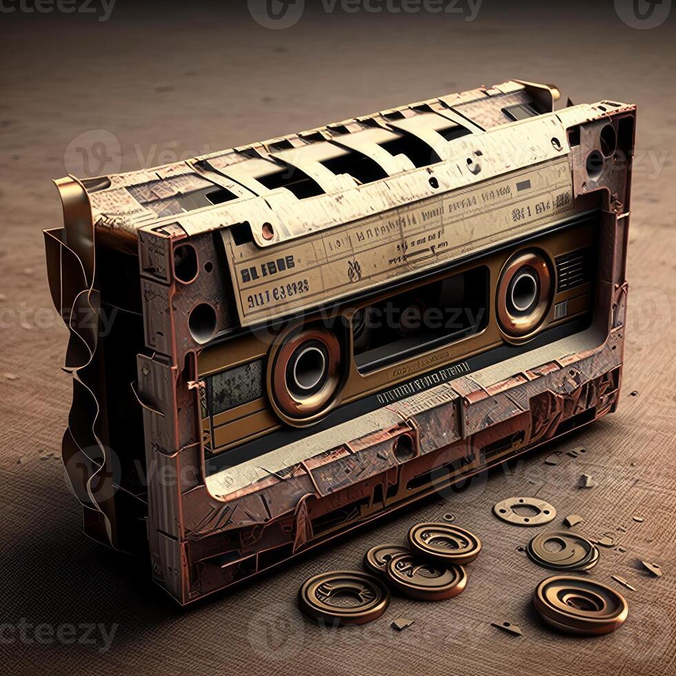 antiguo casete cinta de música generativo ai foto