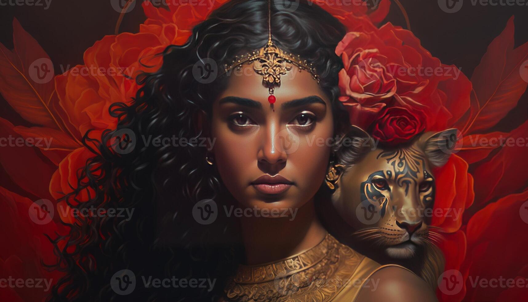 Painting of indian girl photo realism portrait