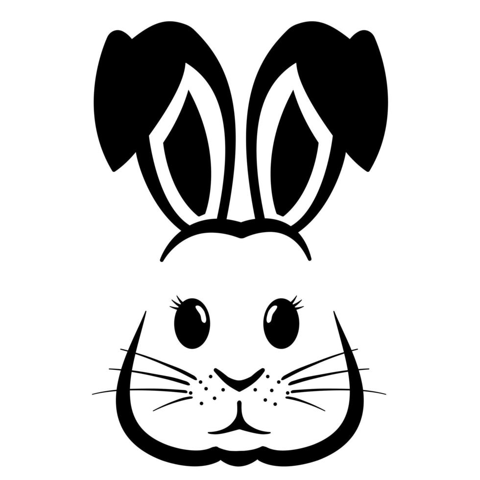 On a white background, a sweet assortment of bunny faces with Easter-themed graphics is displayed. vector