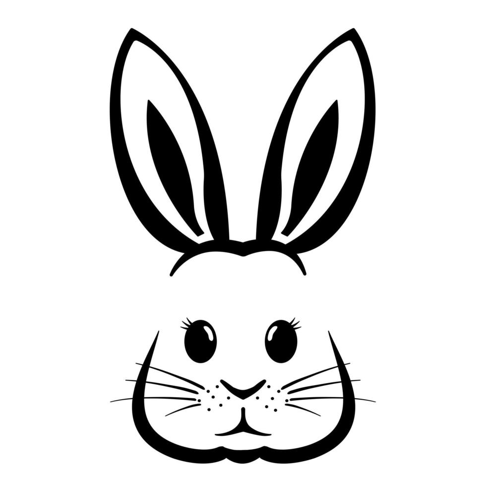 On a white background, a sweet assortment of bunny faces with Easter-themed graphics is displayed. vector