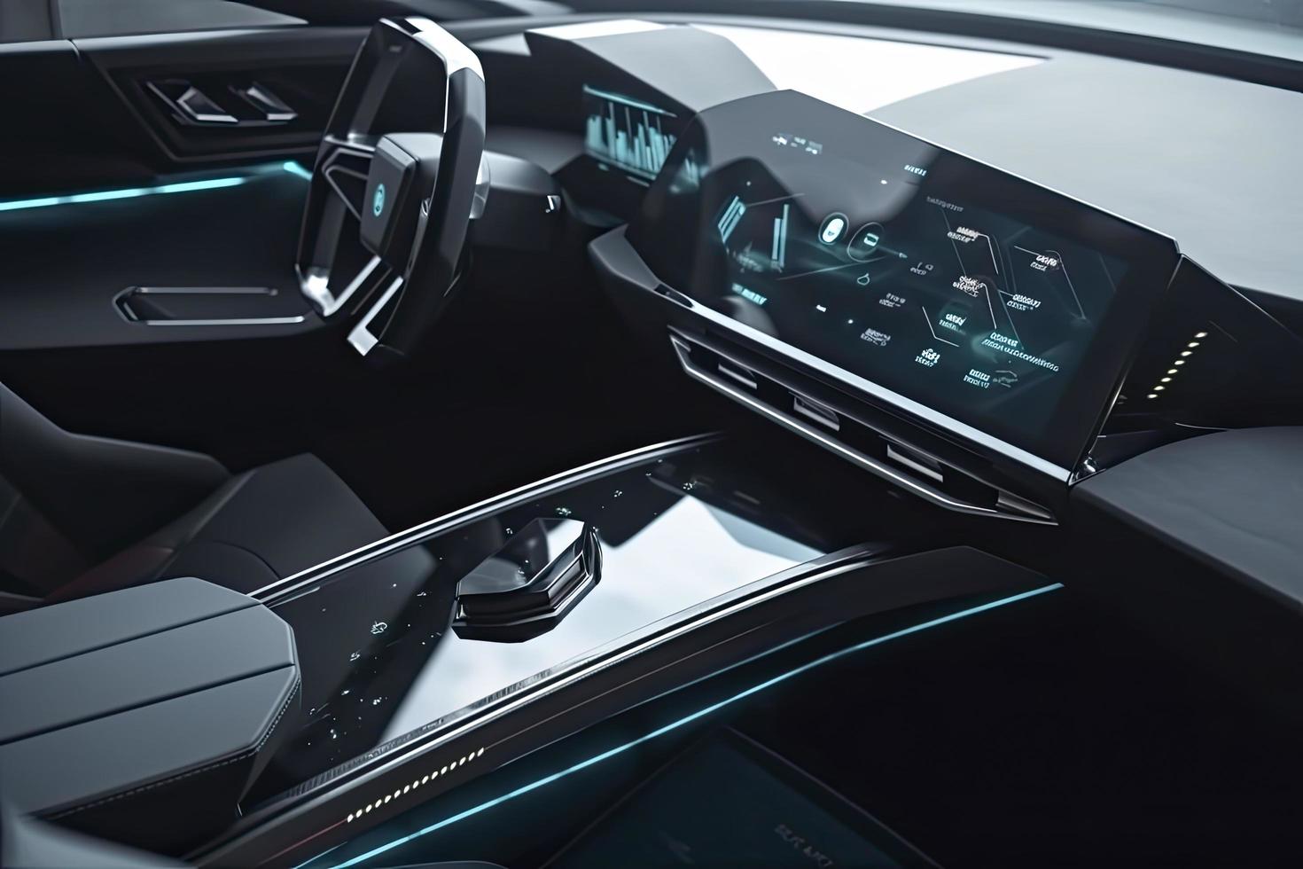 Electric vehicle charging with graphical user interface, Future technology EV car concept photo
