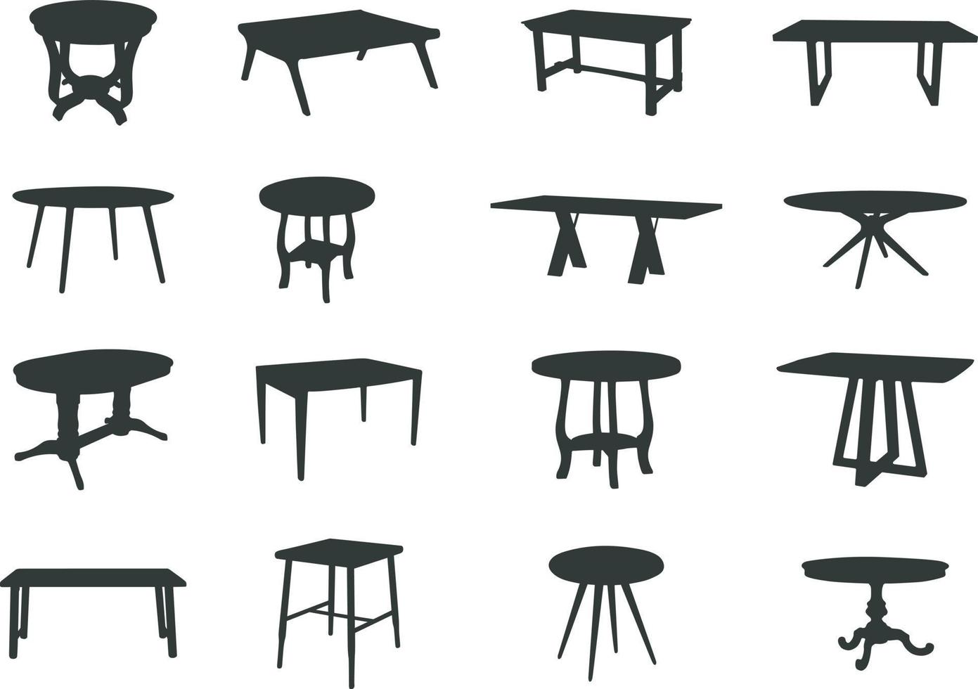 Tables silhouette, Set of table silhouettes vector