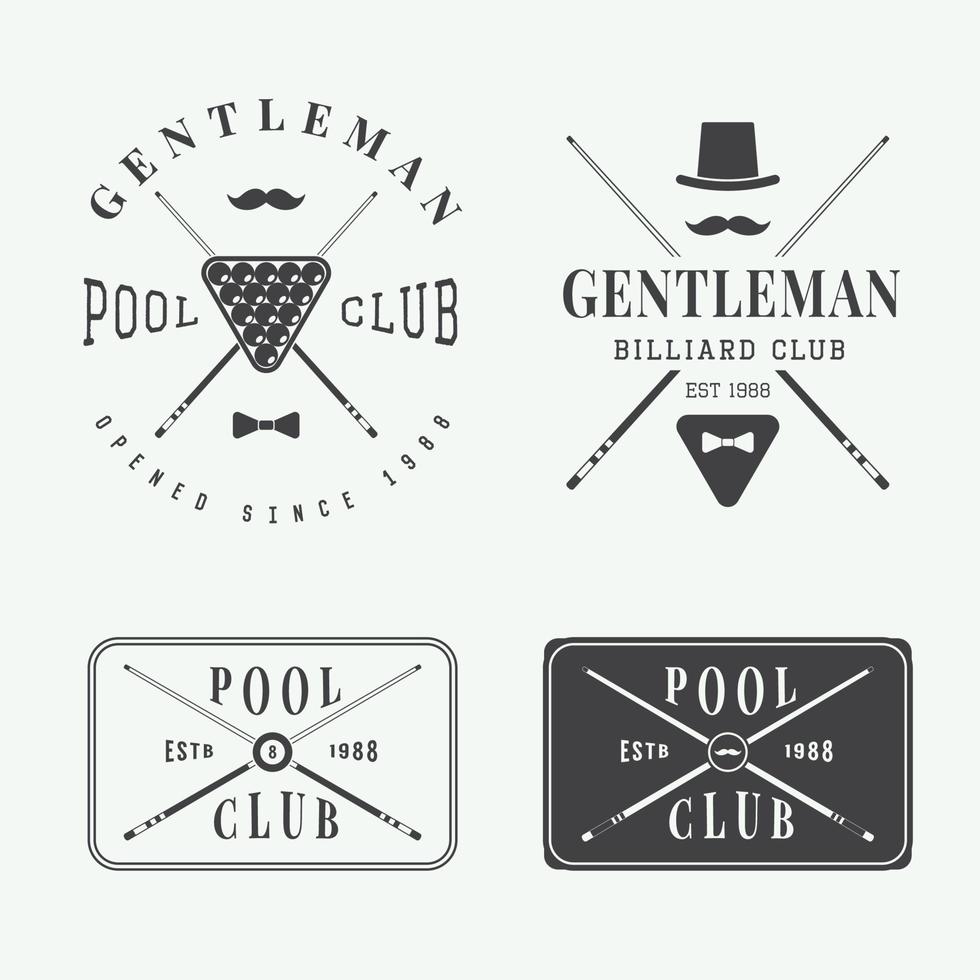 Set of vintage billiard labels, emblems and logos. Graphic Art. Vector illustration