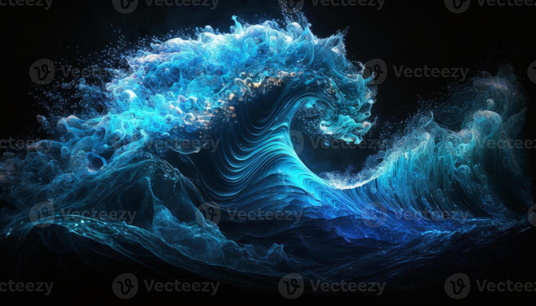 blue electric wave on black background photo