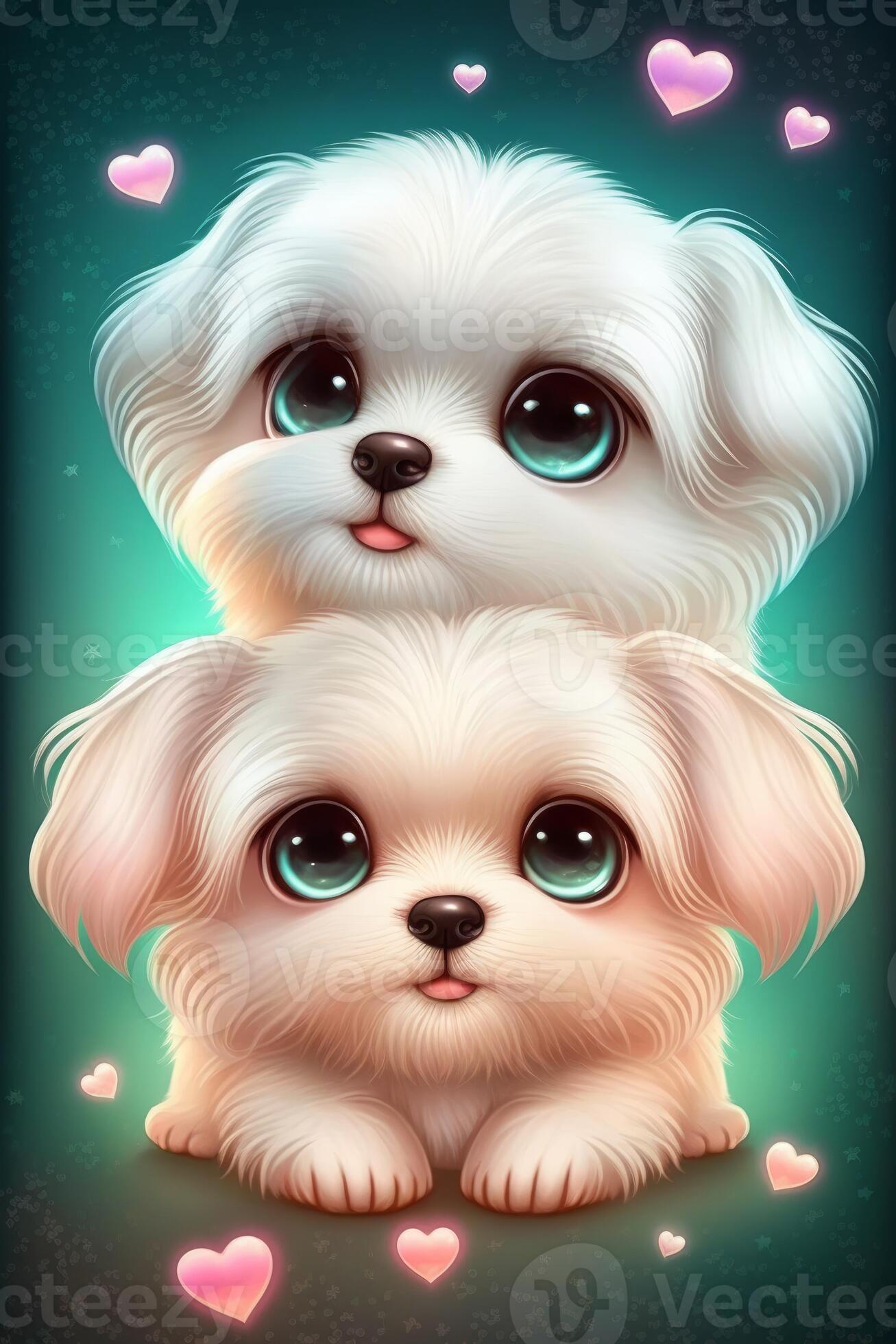 Fantastic love background two super cute Maltese dogies love concept  generative AI 22190606 Stock Photo at Vecteezy