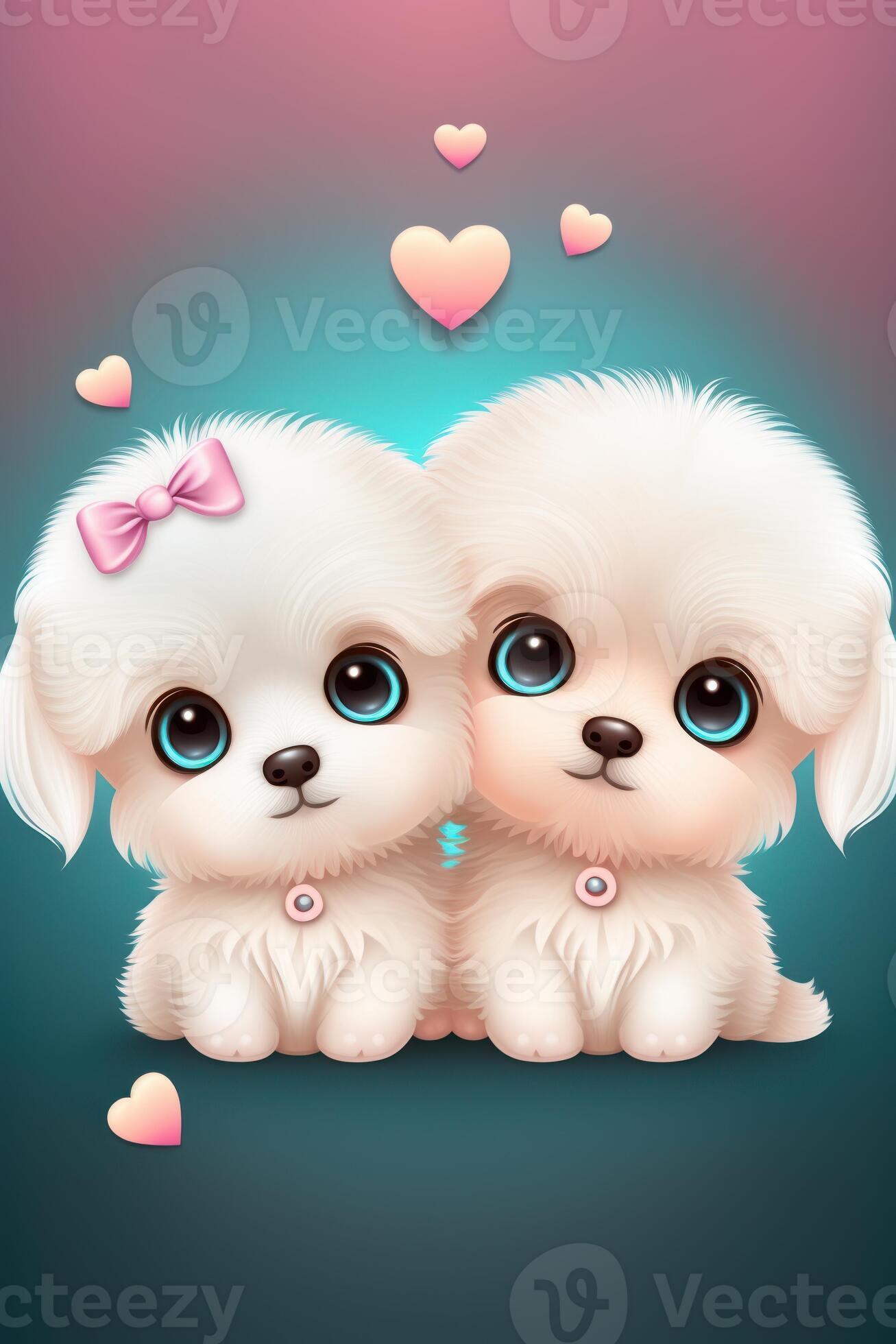 Fantastic love background two super cute Maltese dogies love concept  generative AI 22190606 Stock Photo at Vecteezy