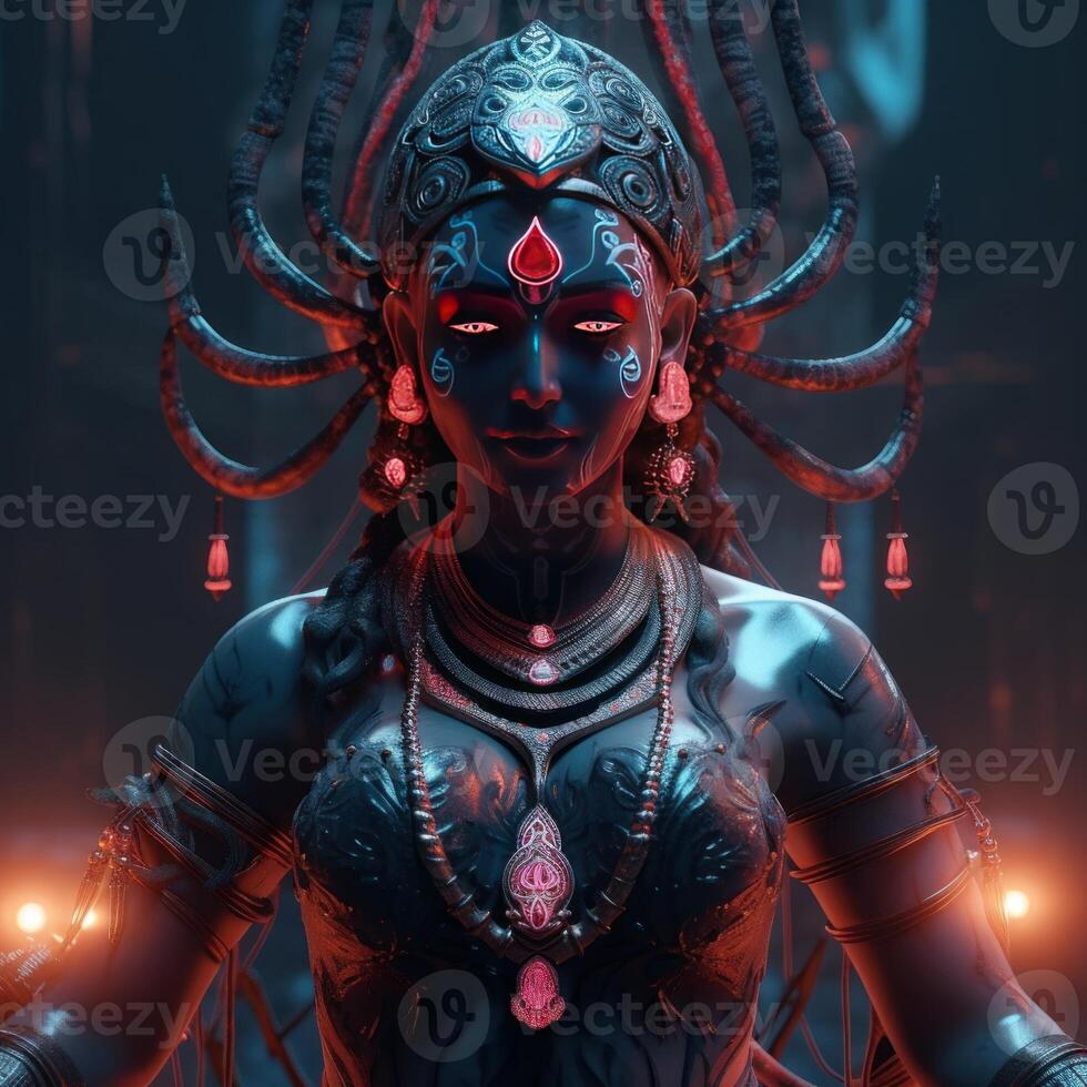 Scary image of goddess kali mata photo