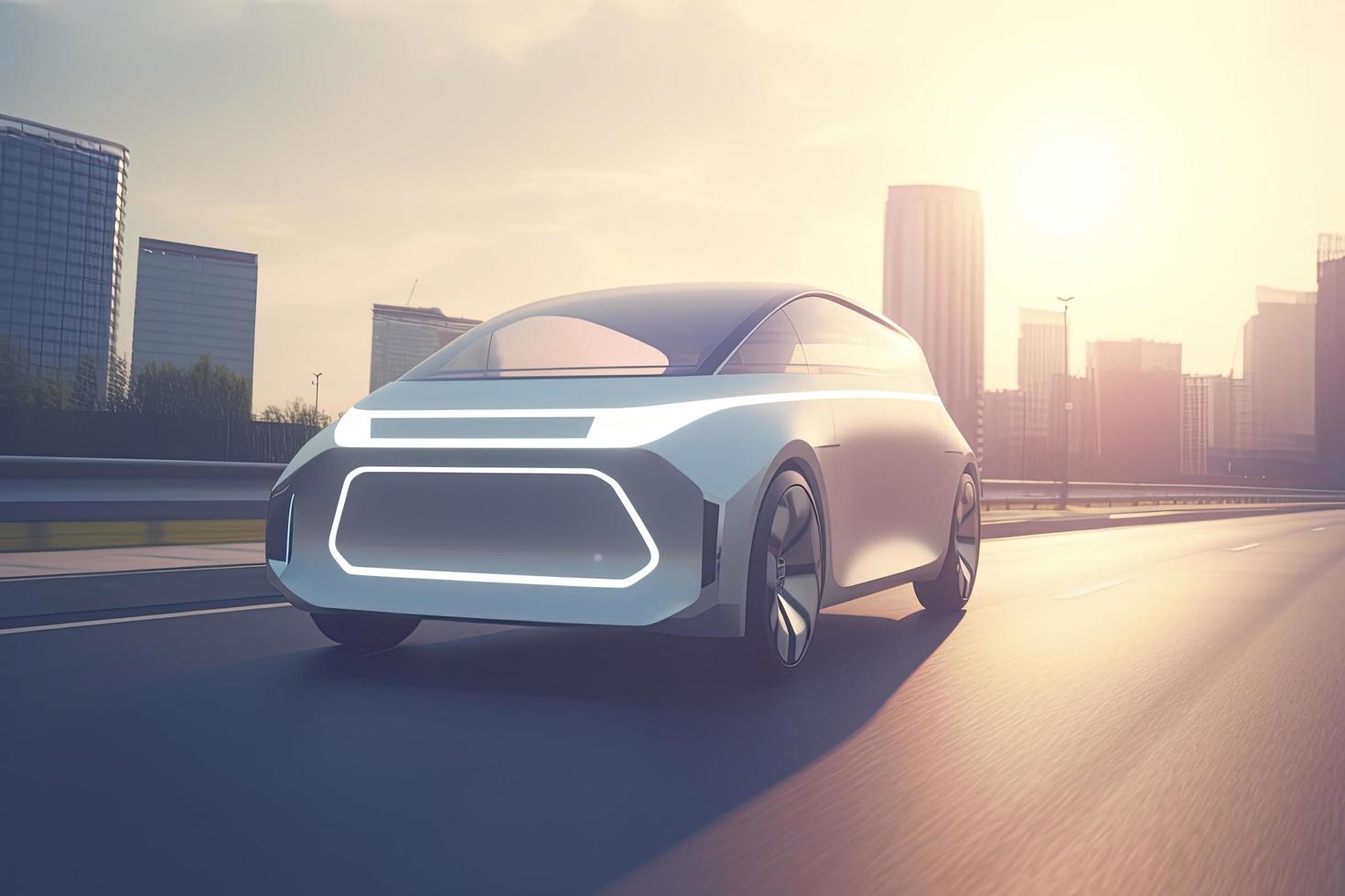 generic electric car with battery visible x-ray charging at public charger in city parking lot with lens flare 3d render photo