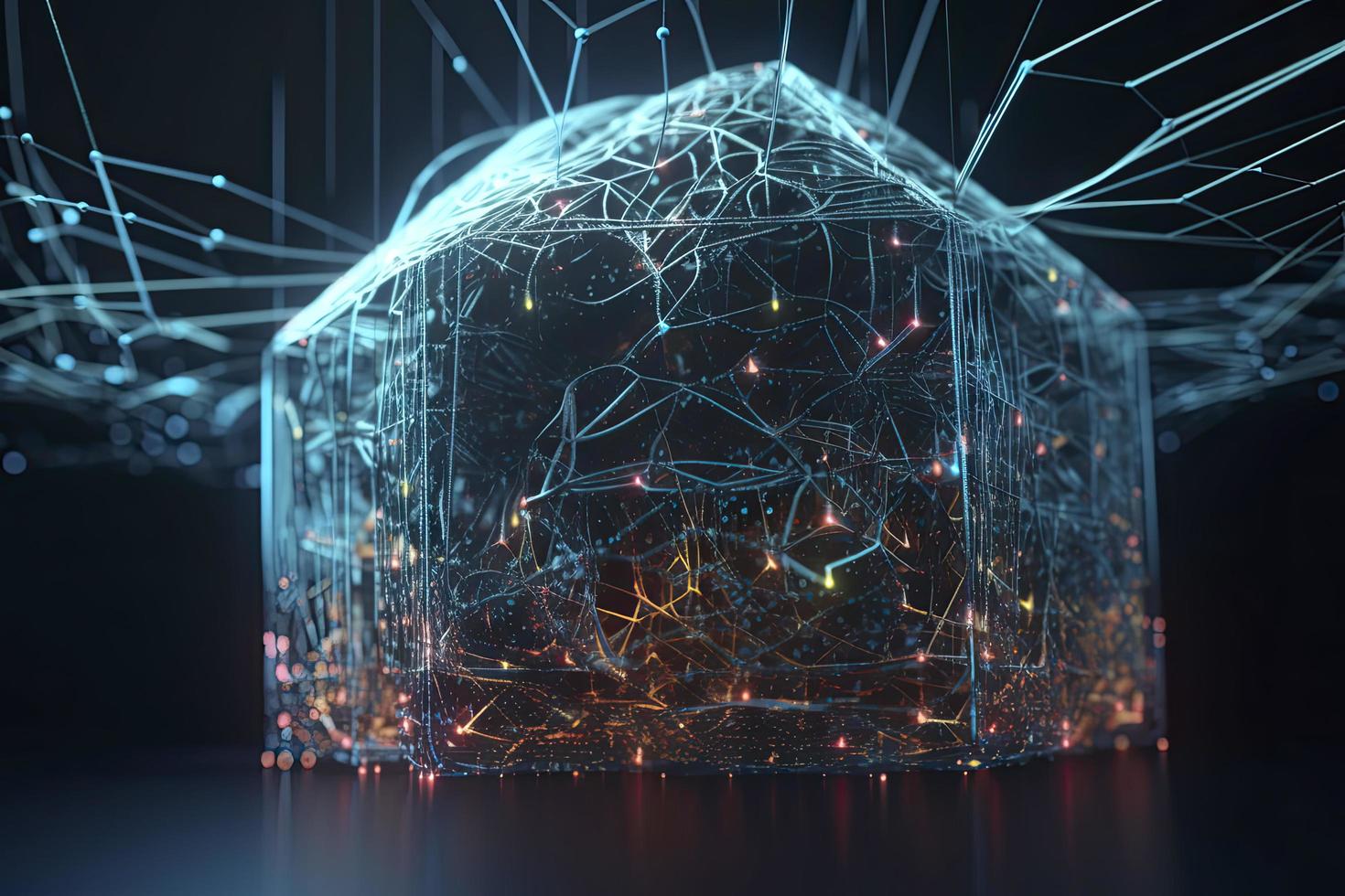 Artificial intelligence concept of big data or cyber security. 3D illustration photo