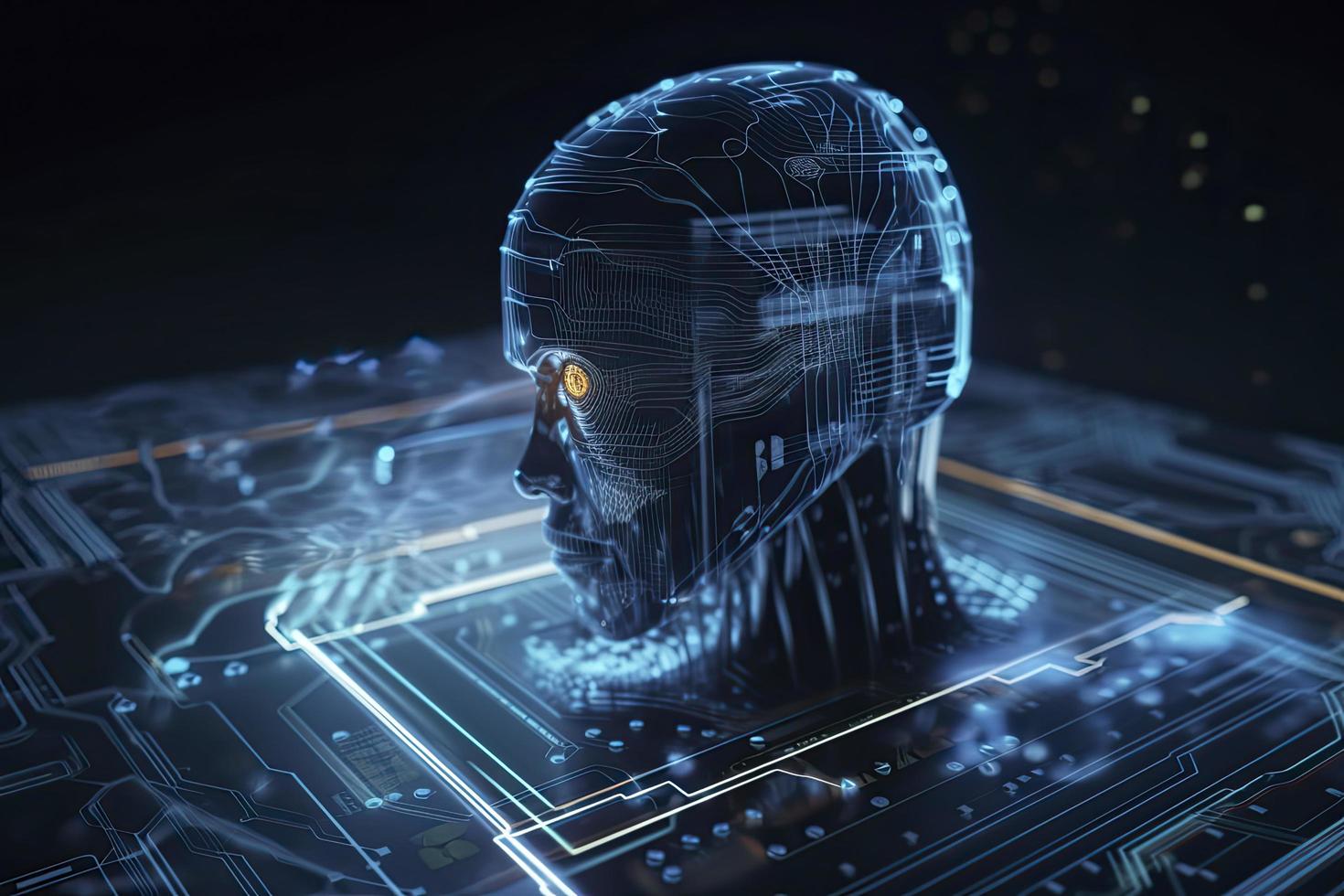 Artificial intelligence concept of big data or cyber security. 3D illustration photo
