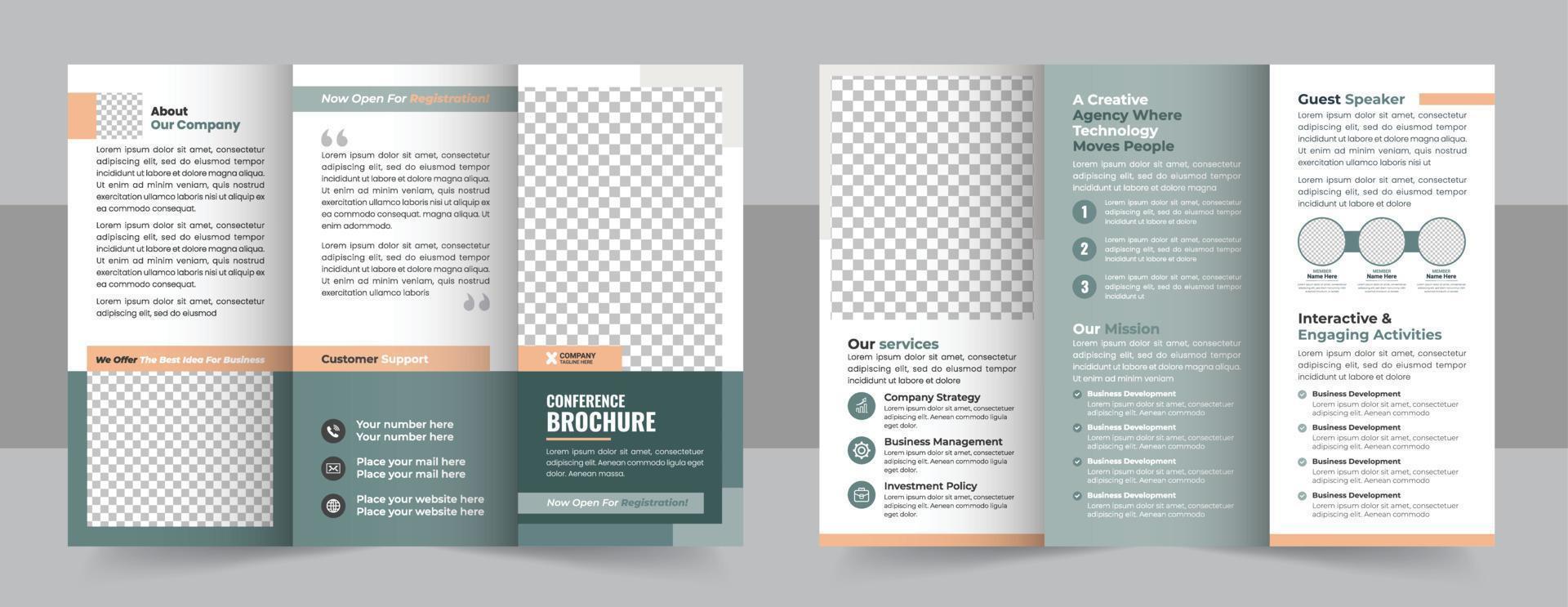 Business development conference trifold brochure template design, Business trifold Brochure, Corporate brochure vector