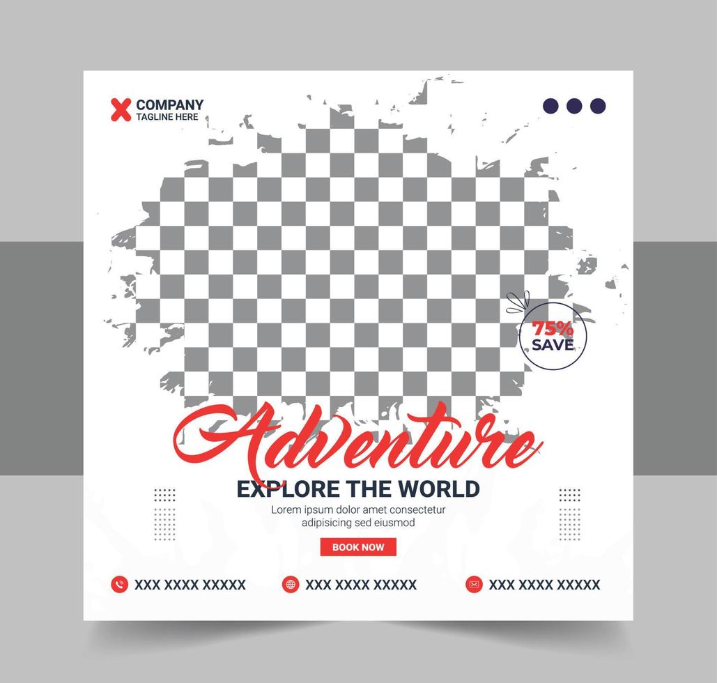 Travel tour instagram post banner or square flyer template design vector