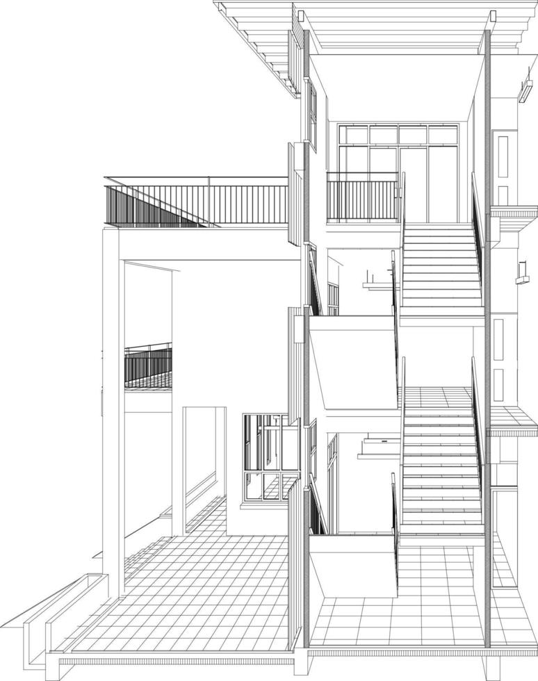 3D illustration of building project vector