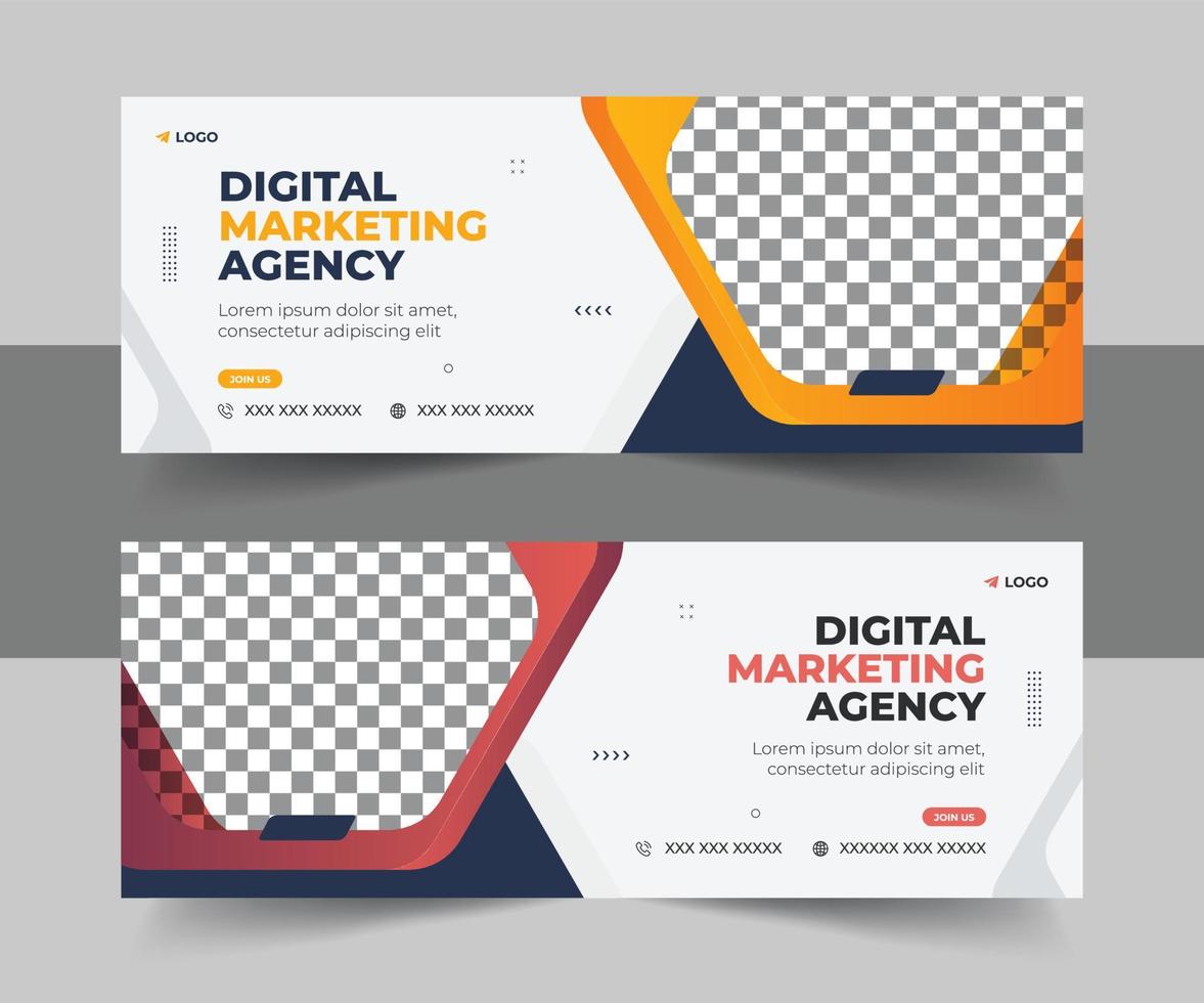 Digital Marketing Facebook Cover Template, Business Social Media Web Banner Design, Creative digital marketing agency Business Facebook cover photo for social media vector