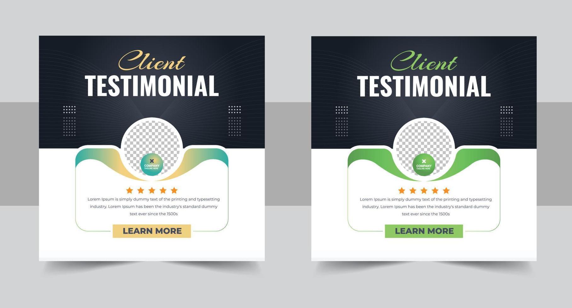 client feedback social media post banner set. Customer feedback testimonial social media post web banner template. client testimonials social media post banner design vector