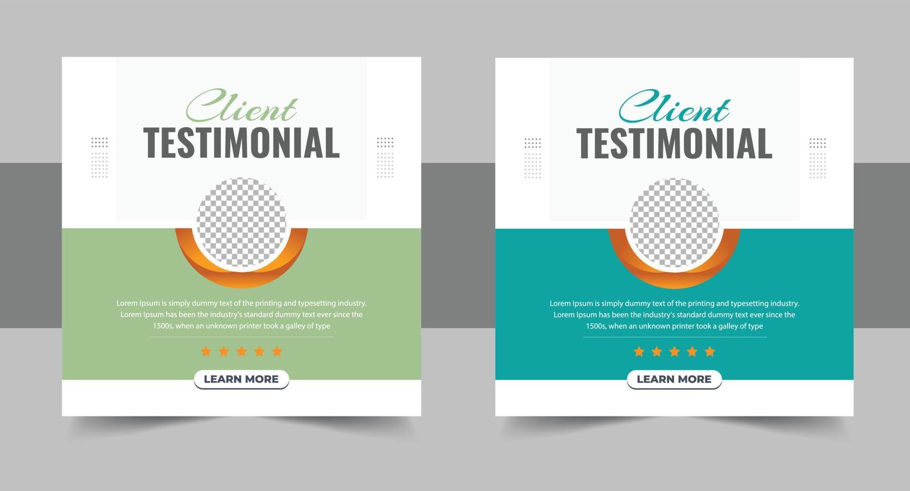 client feedback social media post banner set. Customer feedback testimonial social media post web banner template. client testimonials social media post banner design vector