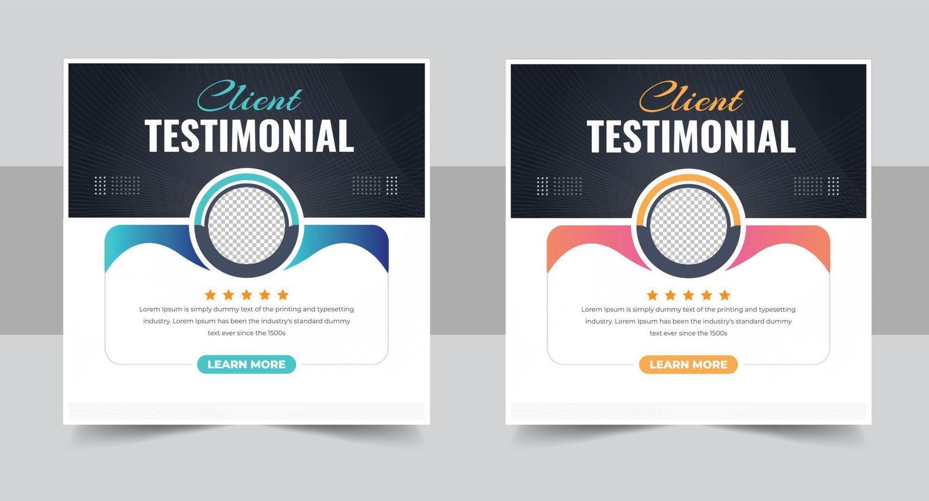 client feedback social media post banner set. Customer feedback testimonial social media post web banner template. client testimonials social media post banner design vector