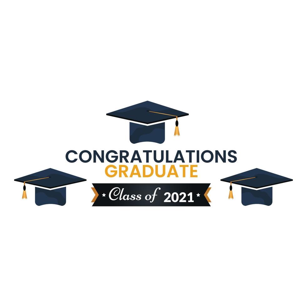 Education illustration, flat cartoon graduation hat vector