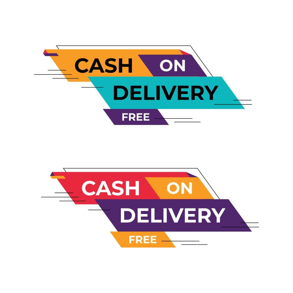 Cash on Delivery, Free, and Fast Delivery Vector
