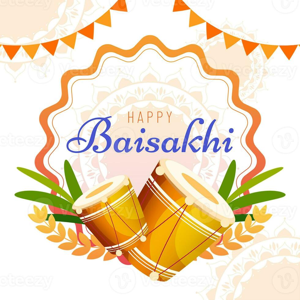 Happy Bengali New Year, Pohela boishakh bangla typography illustration, Suvo Noboborsho Bengali Traditional festival template Design. photo