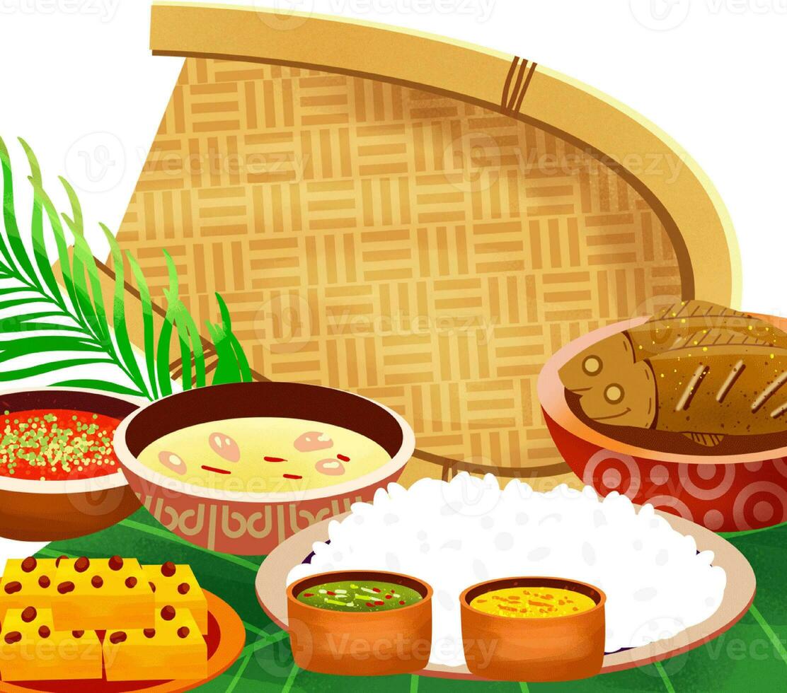 Happy Bengali New Year, Pohela boishakh bangla typography illustration, Suvo Noboborsho Bengali Traditional festival template Design. photo
