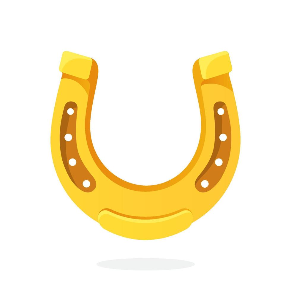 Flat illustration of golden horseshoe for good luck vector