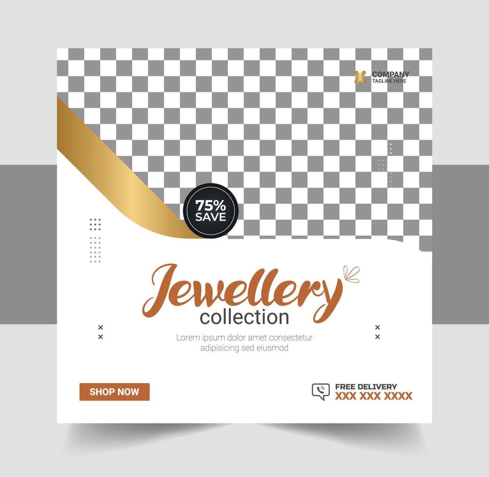 Jewellery collections social media post, Jewellery Collection Web Banner or Social Media Post Template Design vector