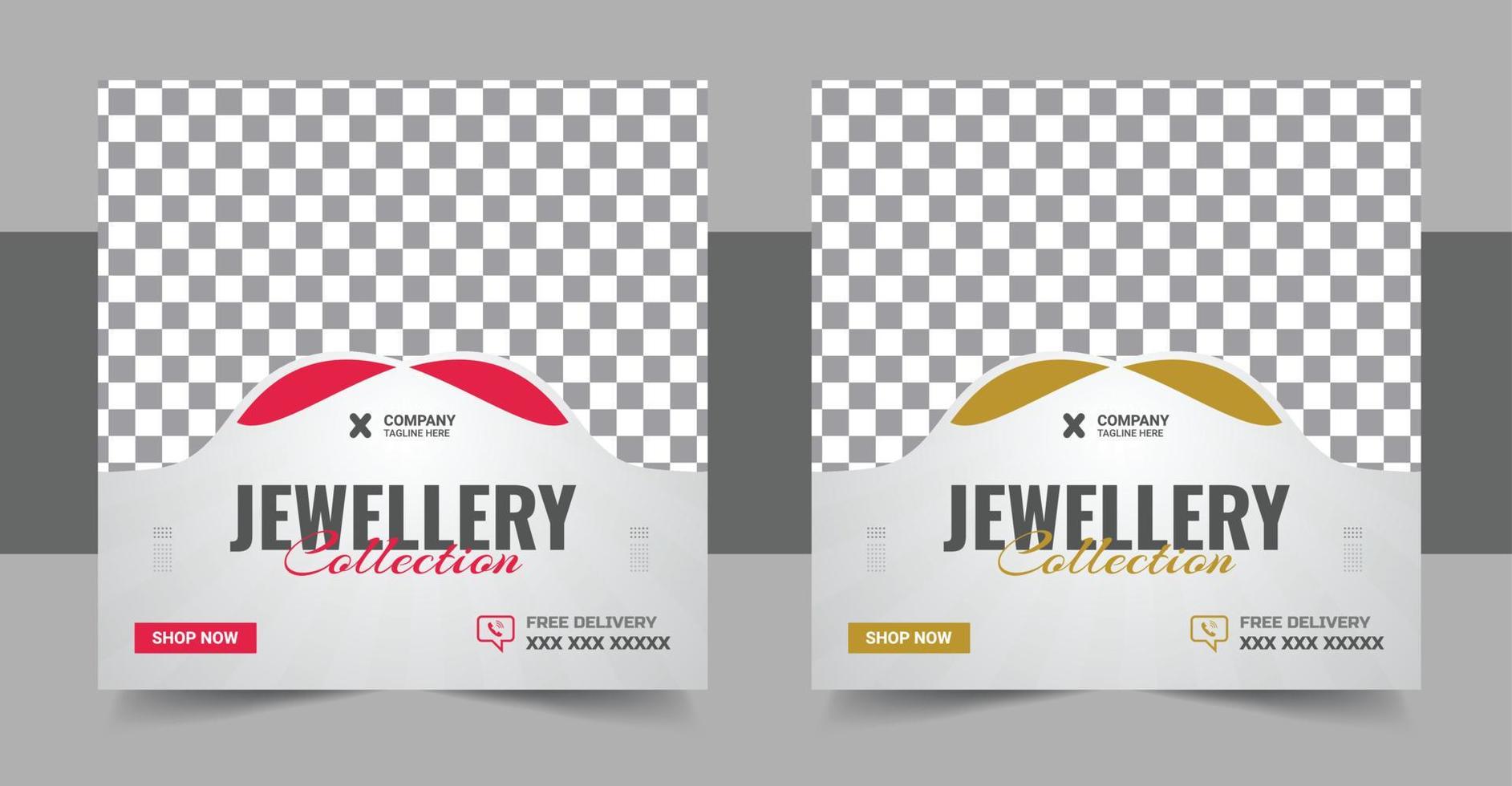 Jewellery collections social media post, Jewellery Collection Web Banner or Social Media Post Template Design vector