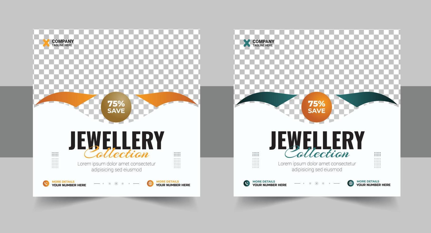 Jewellery collections social media post, Jewellery Collection Web Banner or Social Media Post Template Design vector