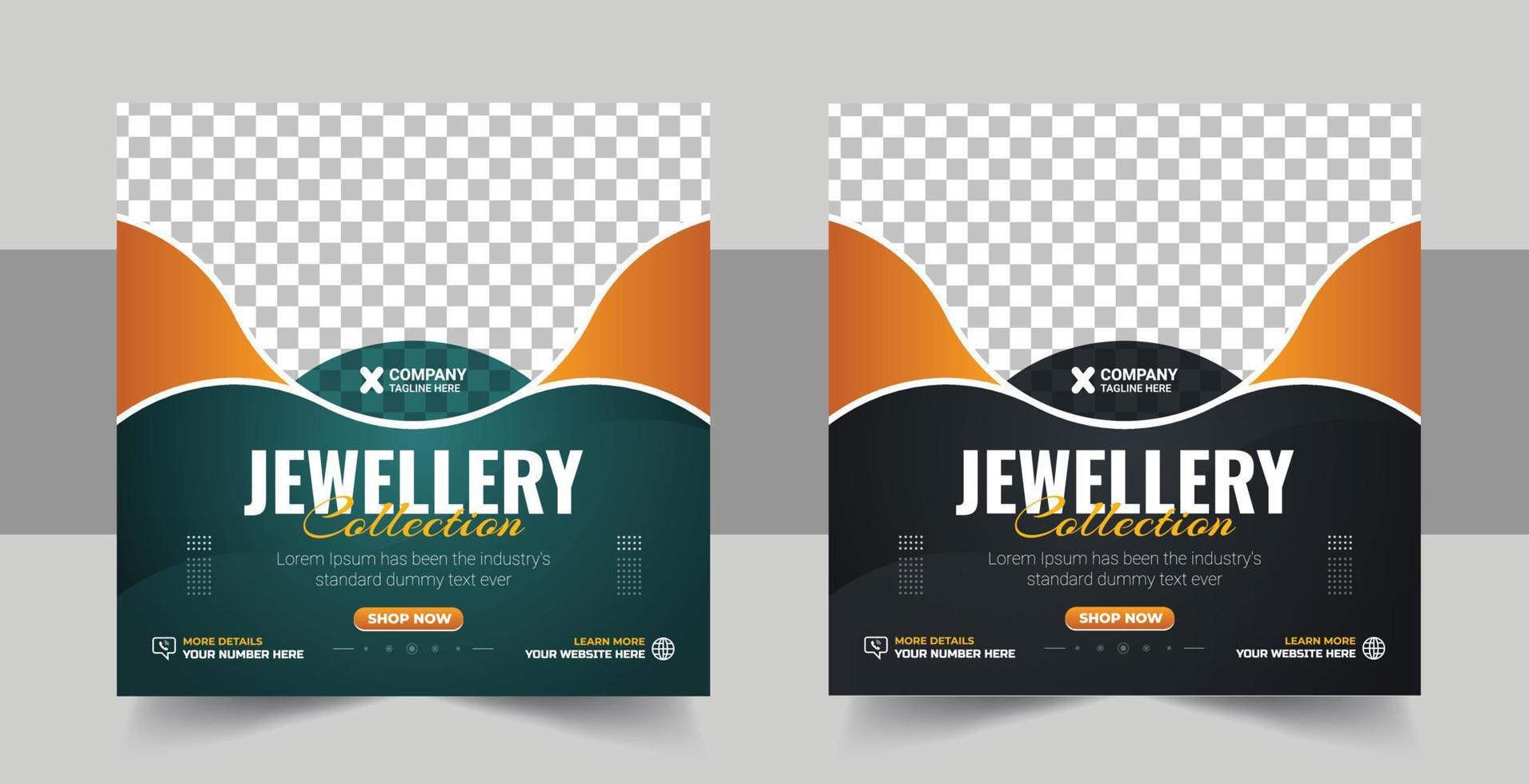 Jewellery collections social media post, Jewellery Collection Web Banner or Social Media Post Template Design vector