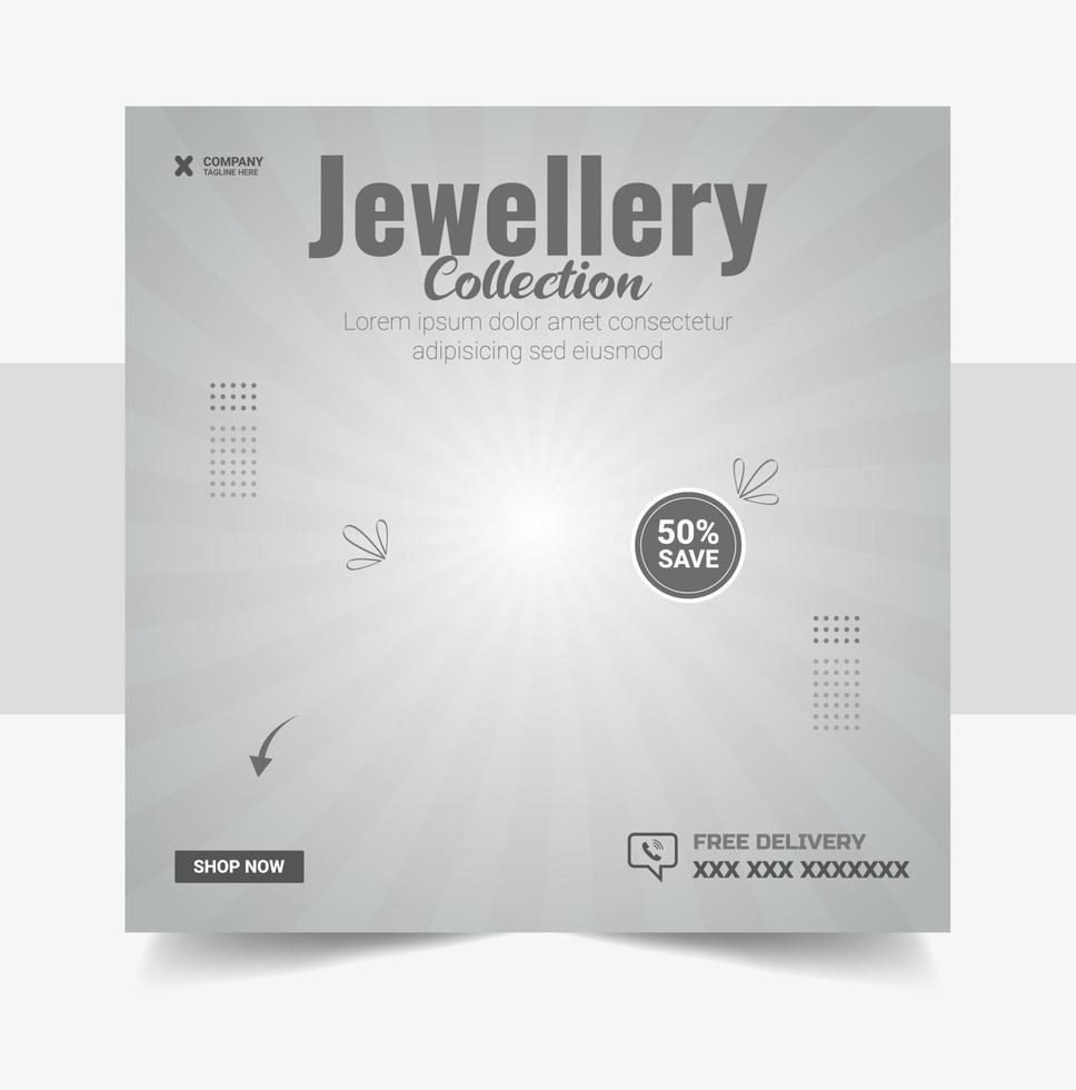 Jewellery collections social media post, Jewellery Collection Web Banner or Social Media Post Template vector