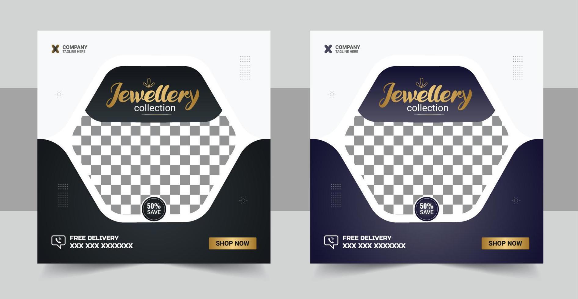 Jewellery collections social media post, Jewellery Collection Web Banner or Social Media Post Template vector