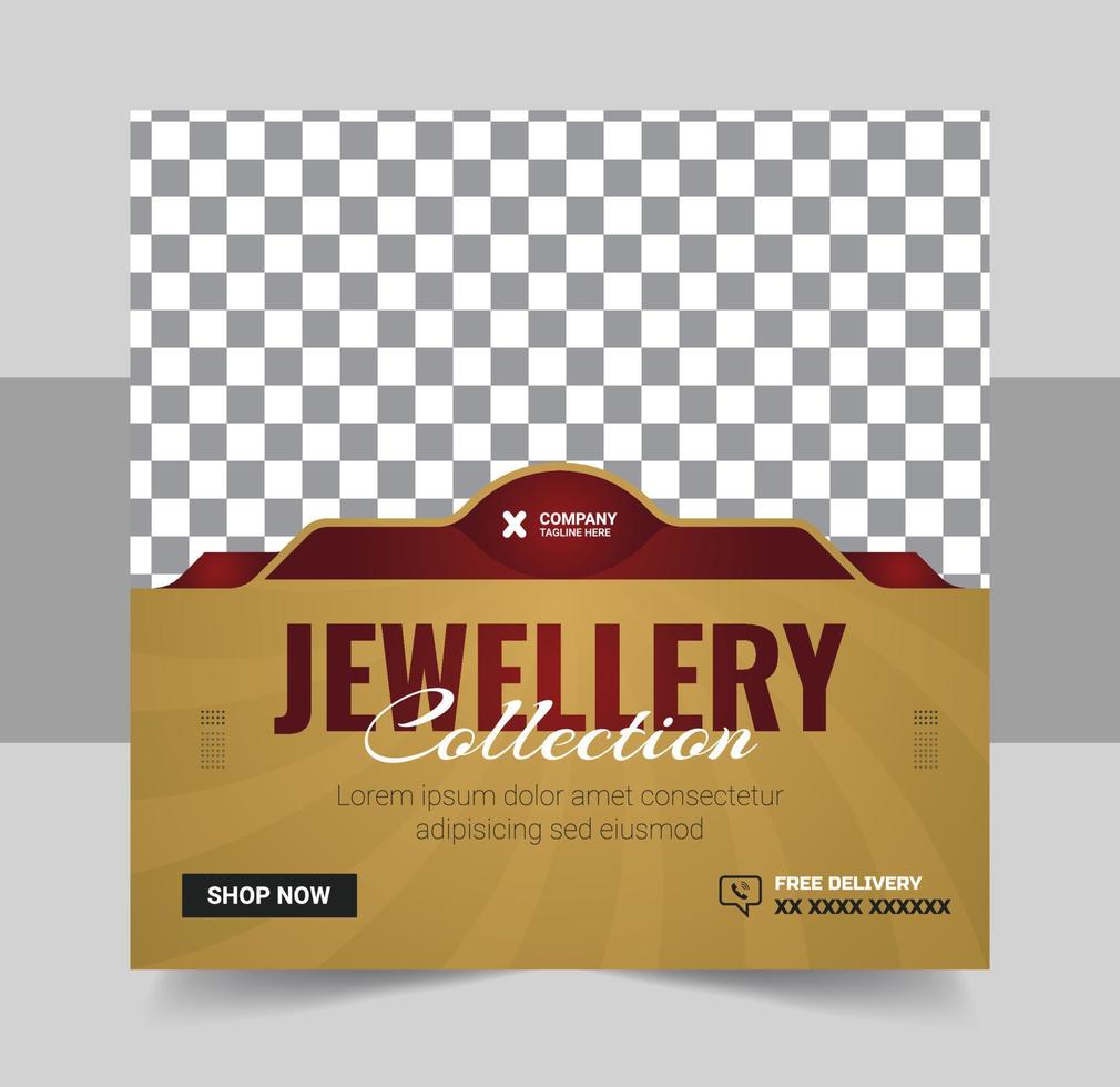 Jewellery collections social media post, Jewellery Collection Web Banner or Social Media Post Template vector