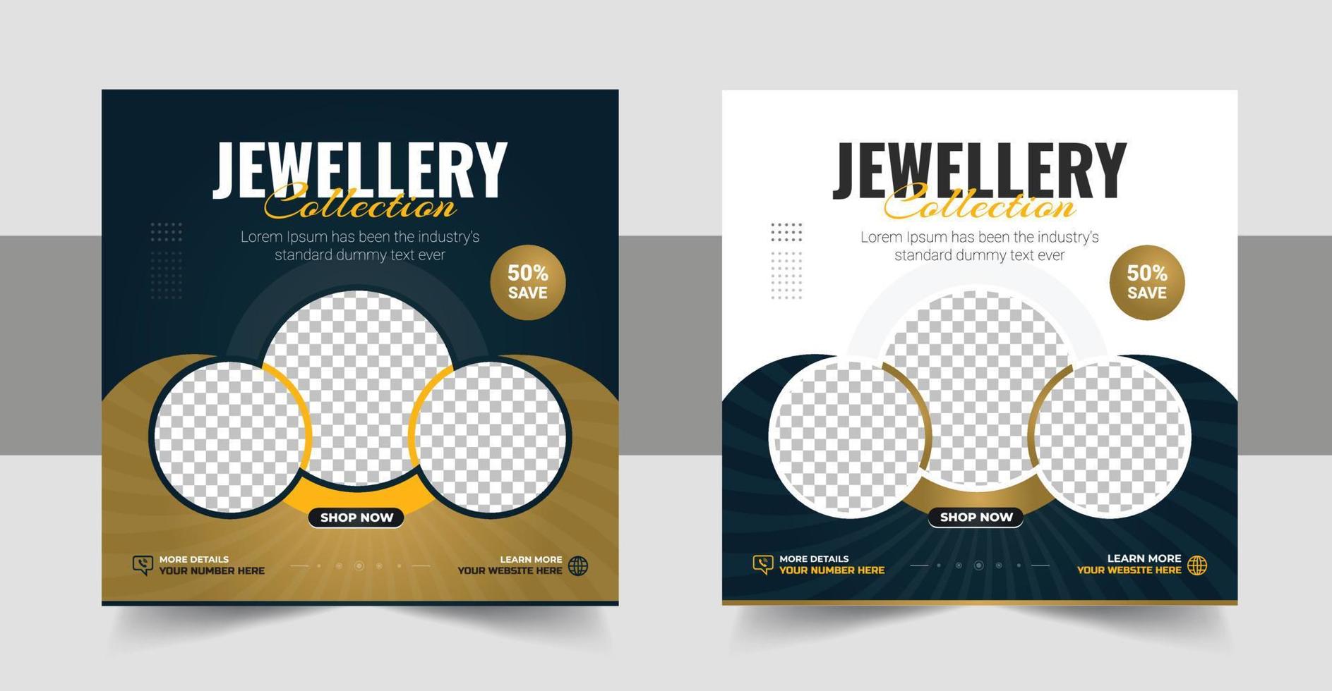 Jewellery collections social media post, Jewellery Collection Web Banner or Social Media Post Design vector