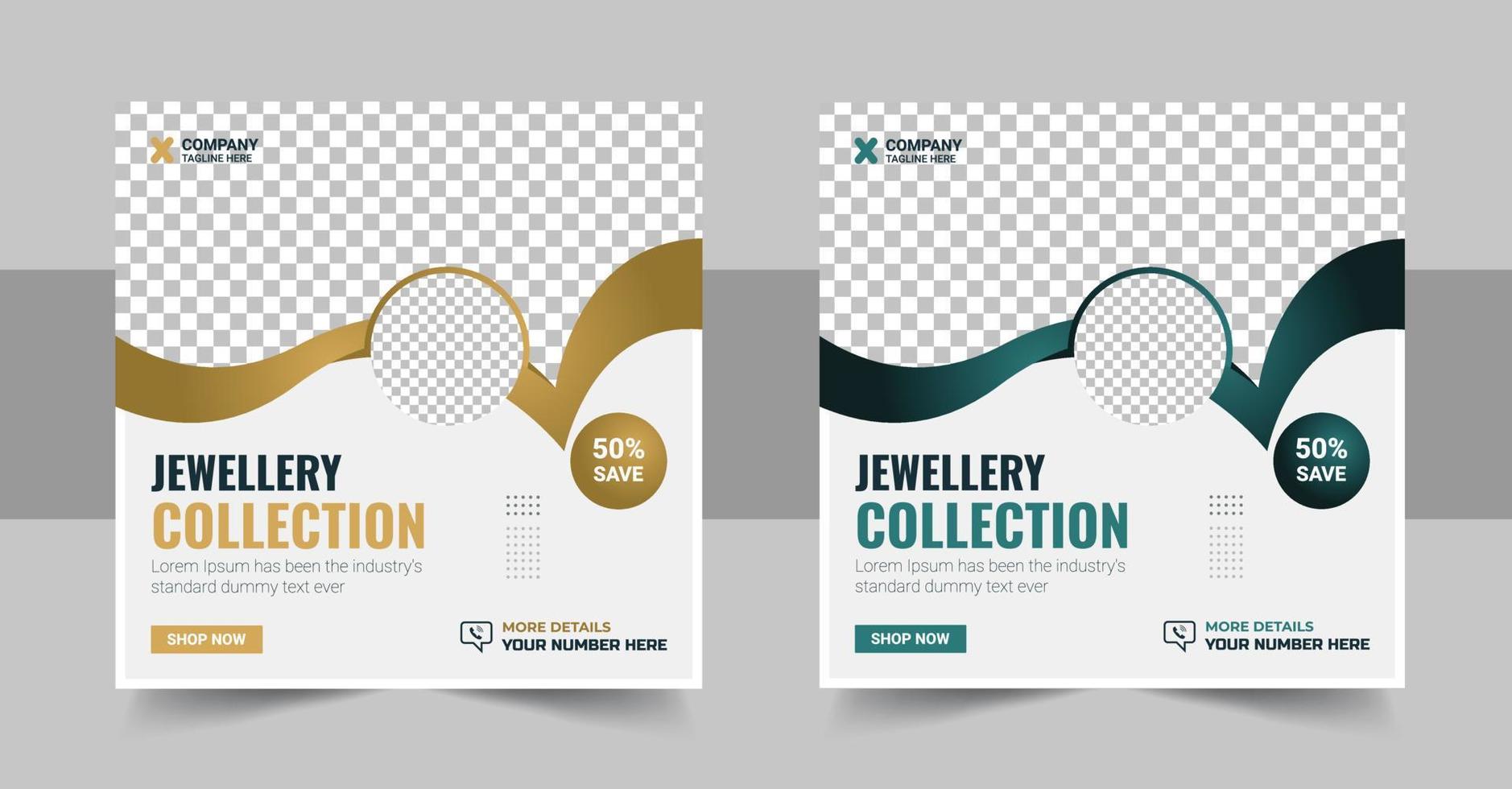 Jewellery collections social media post, Jewellery Collection Web Banner or Social Media Post Design vector